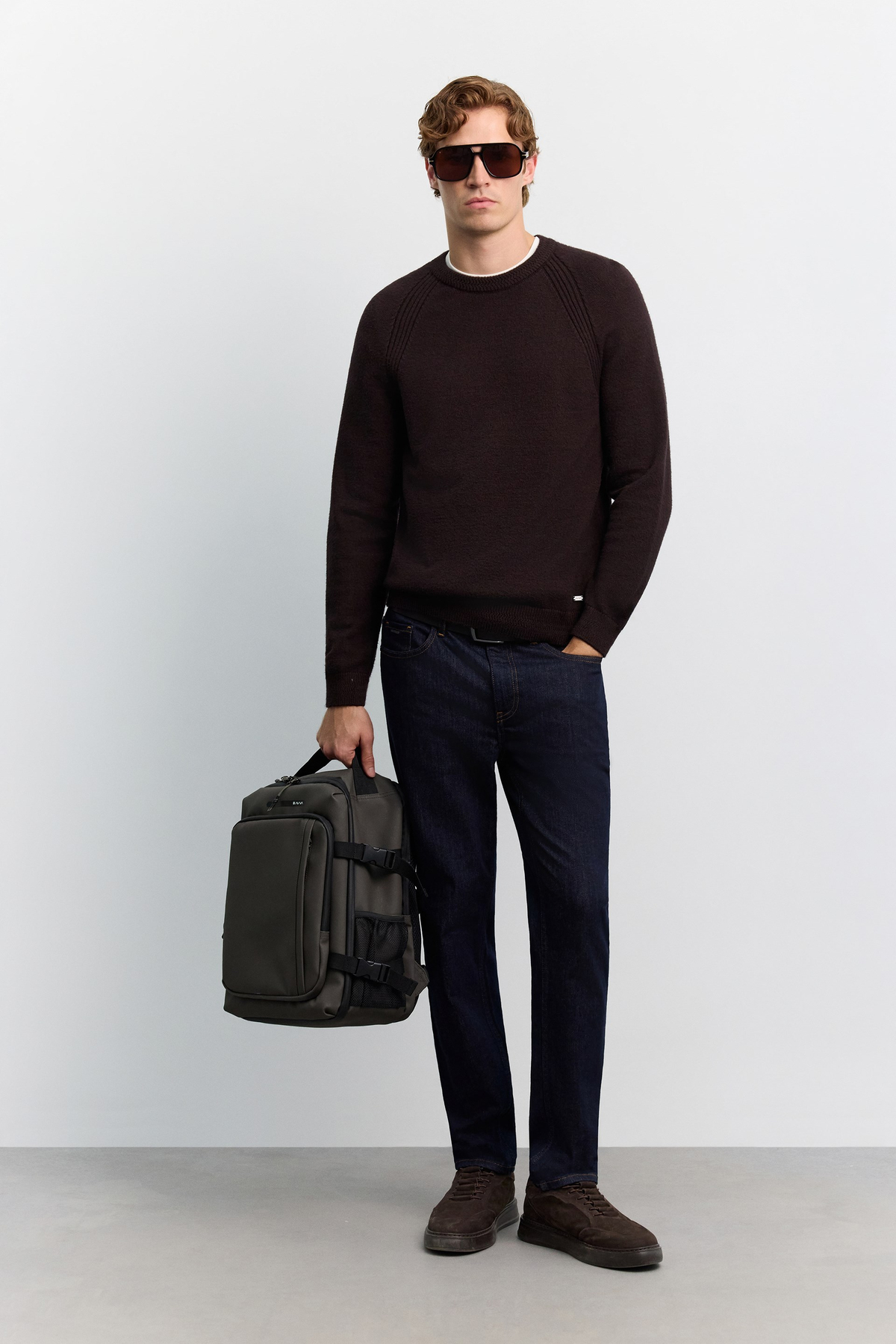 Kahve Bisiklet Yaka Reglan Kol Soft Touch Kalın Kazak