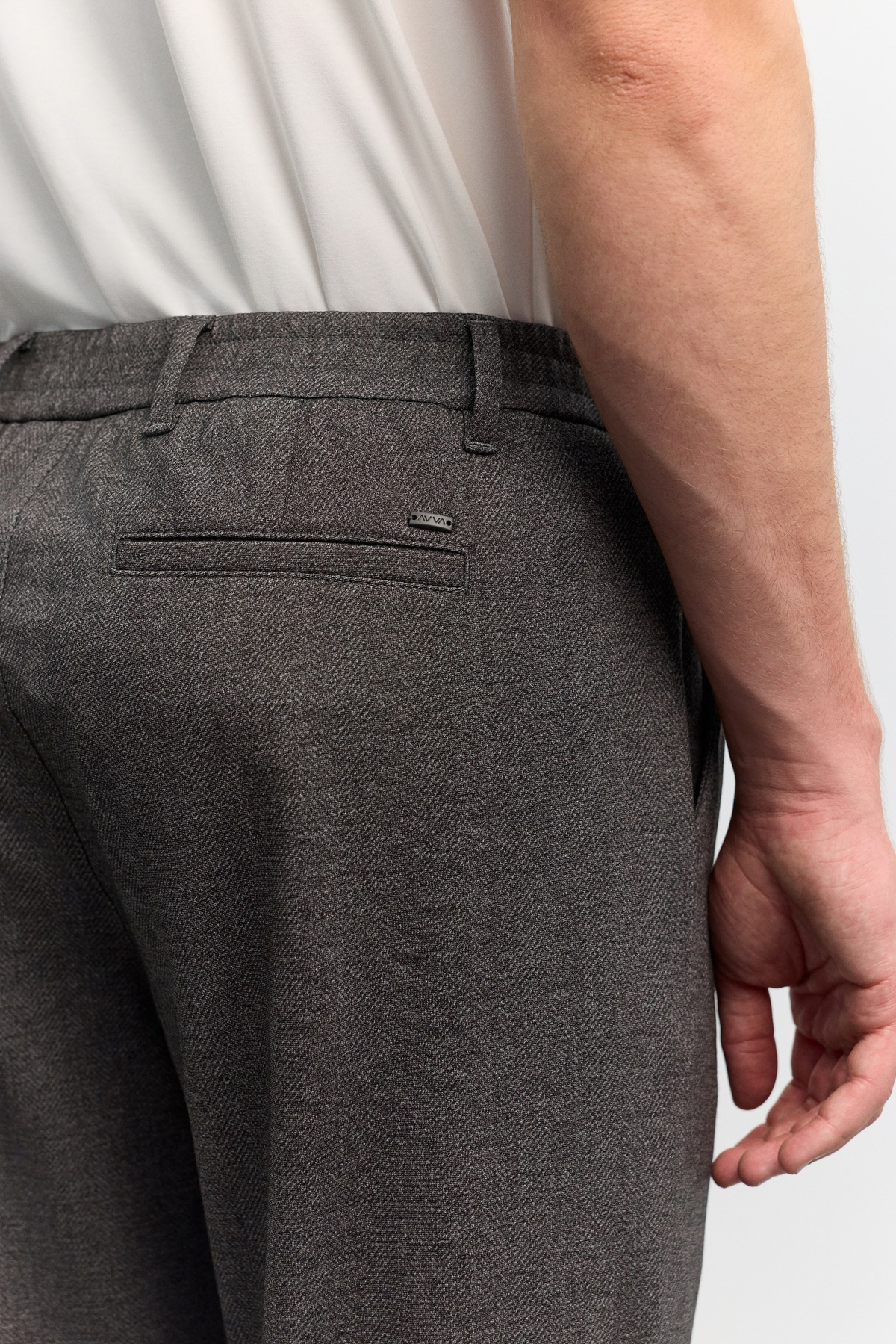 Kahve Kazayağı Desenli Yanı Lastikli Relaxed Fit Pantolon