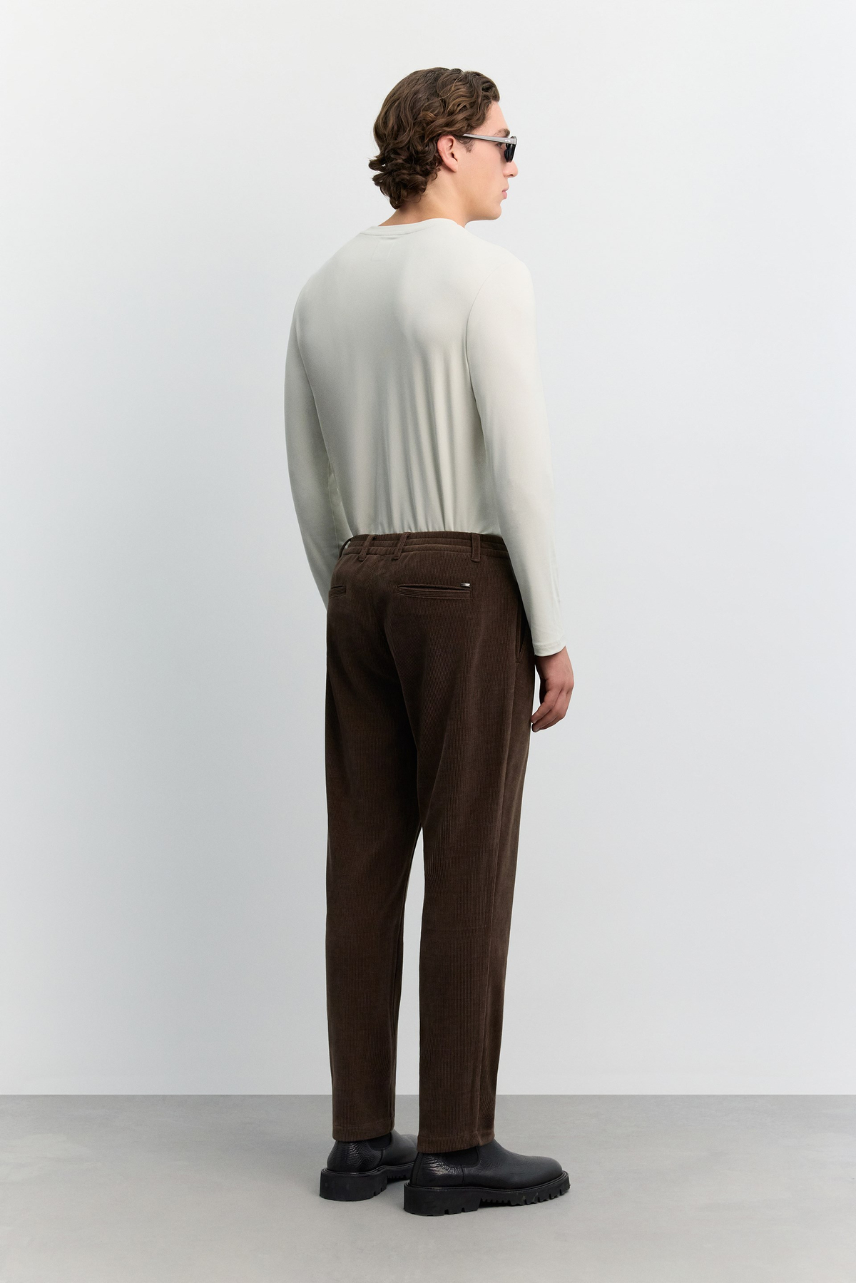 Kahve Yanı Lastikli Kadife Fitilli Relaxed Fit Pantolon