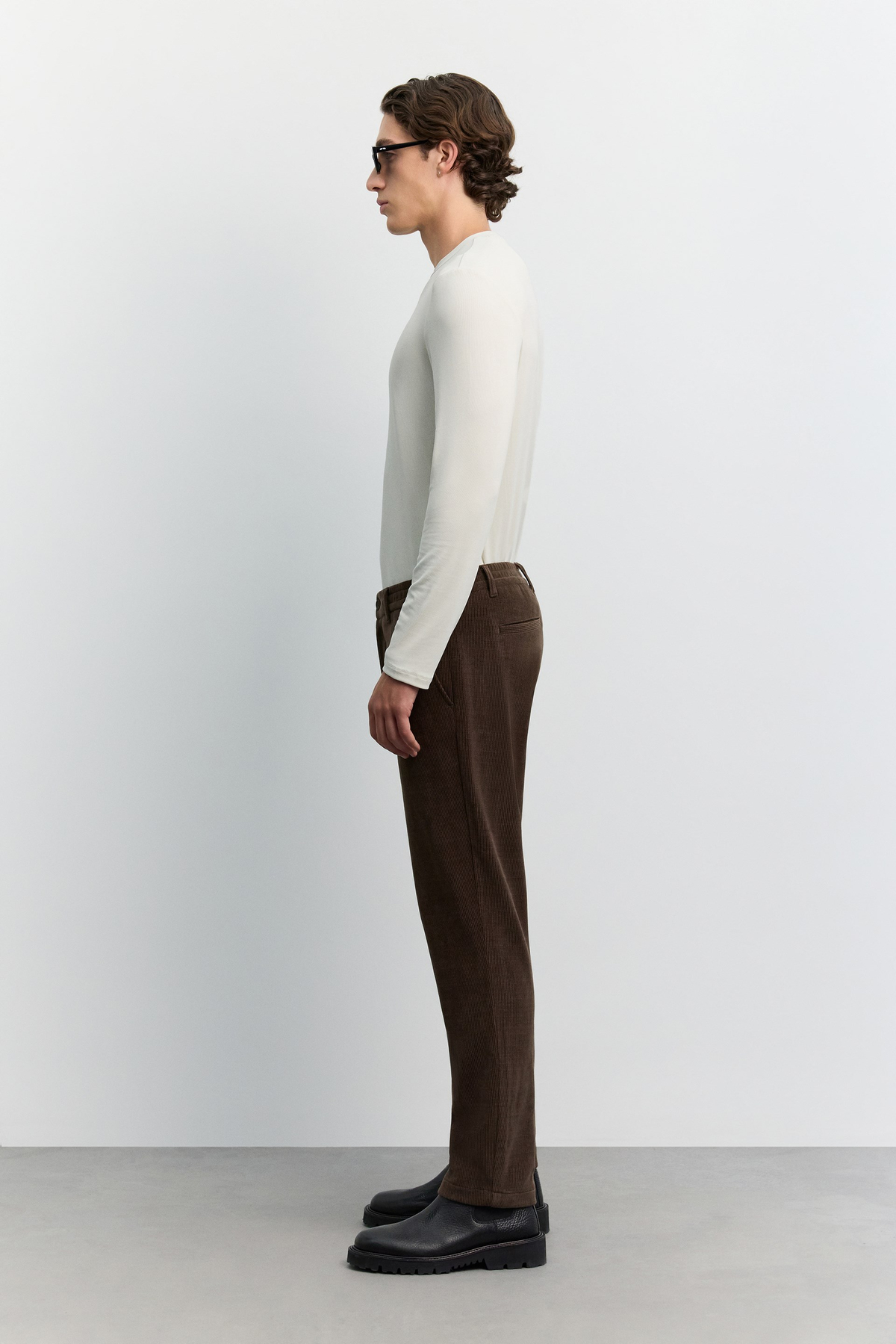Kahve Yanı Lastikli Kadife Fitilli Relaxed Fit Pantolon
