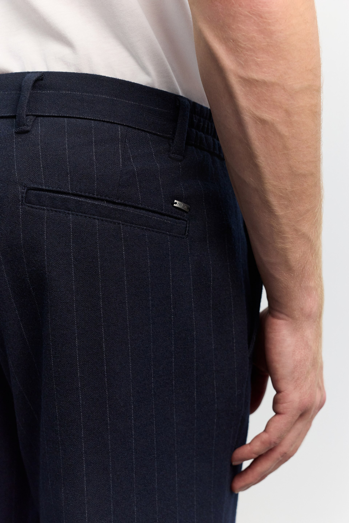 Lacivert Çizgili Flanel Slim Fit Pantolon