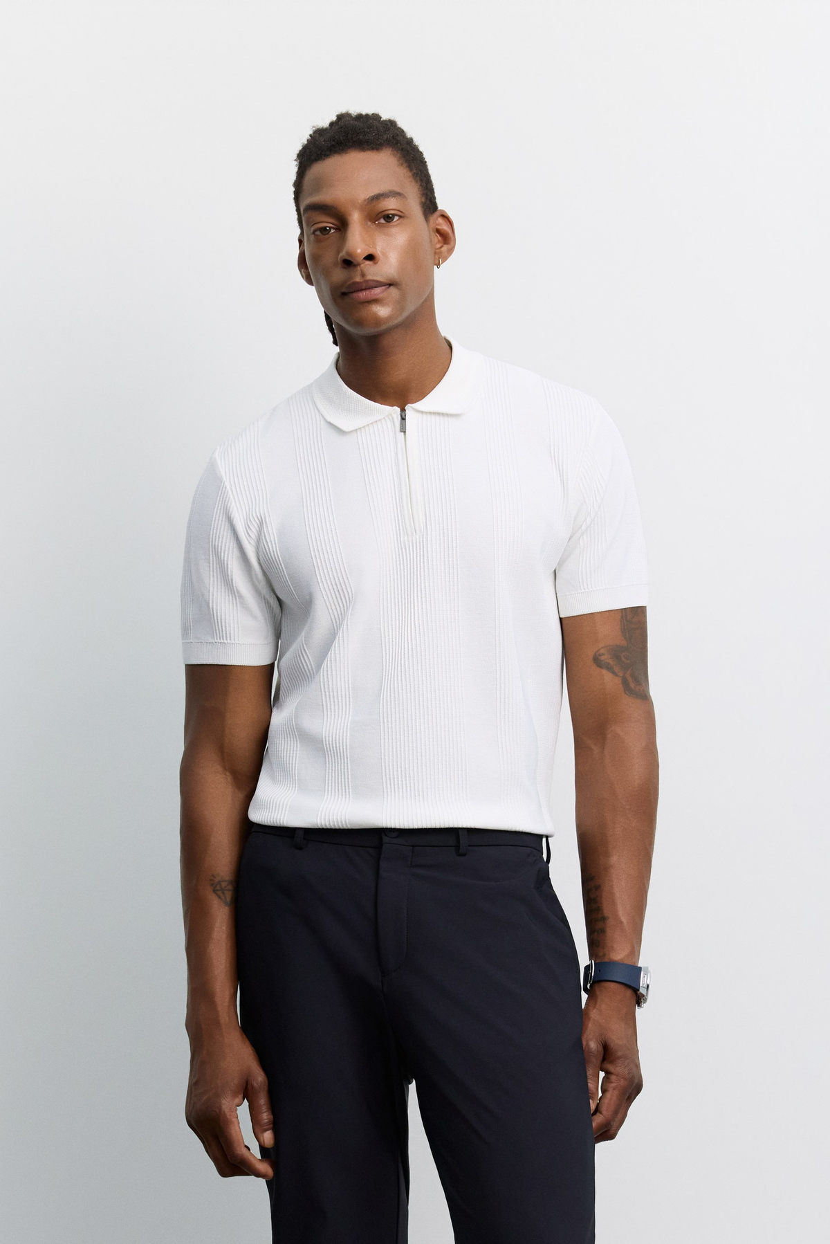 Lacivert Yan Cepli, Slim Fit Teknik Klasik Pantolon