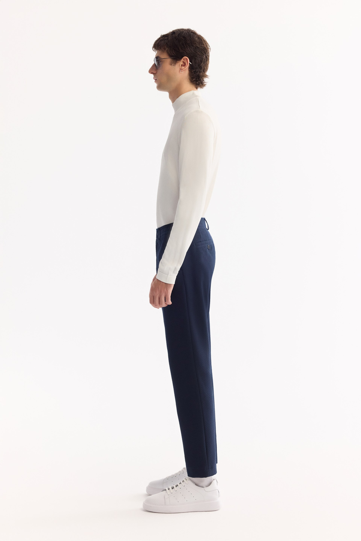 Lacivert Yani Lastikli Bi-Stretch Hafif Pantolon