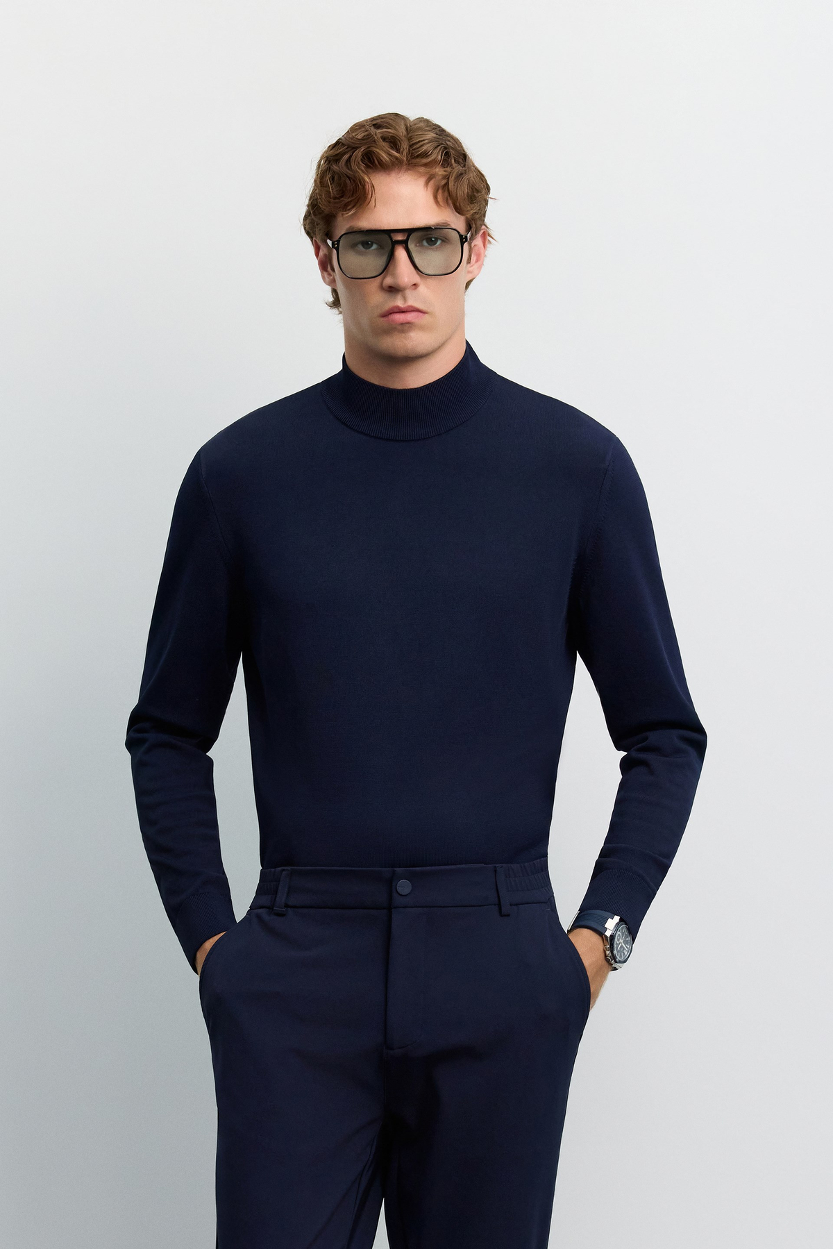 Lacivert Yanı Lastikli Teknik Slim Fit Pantolon