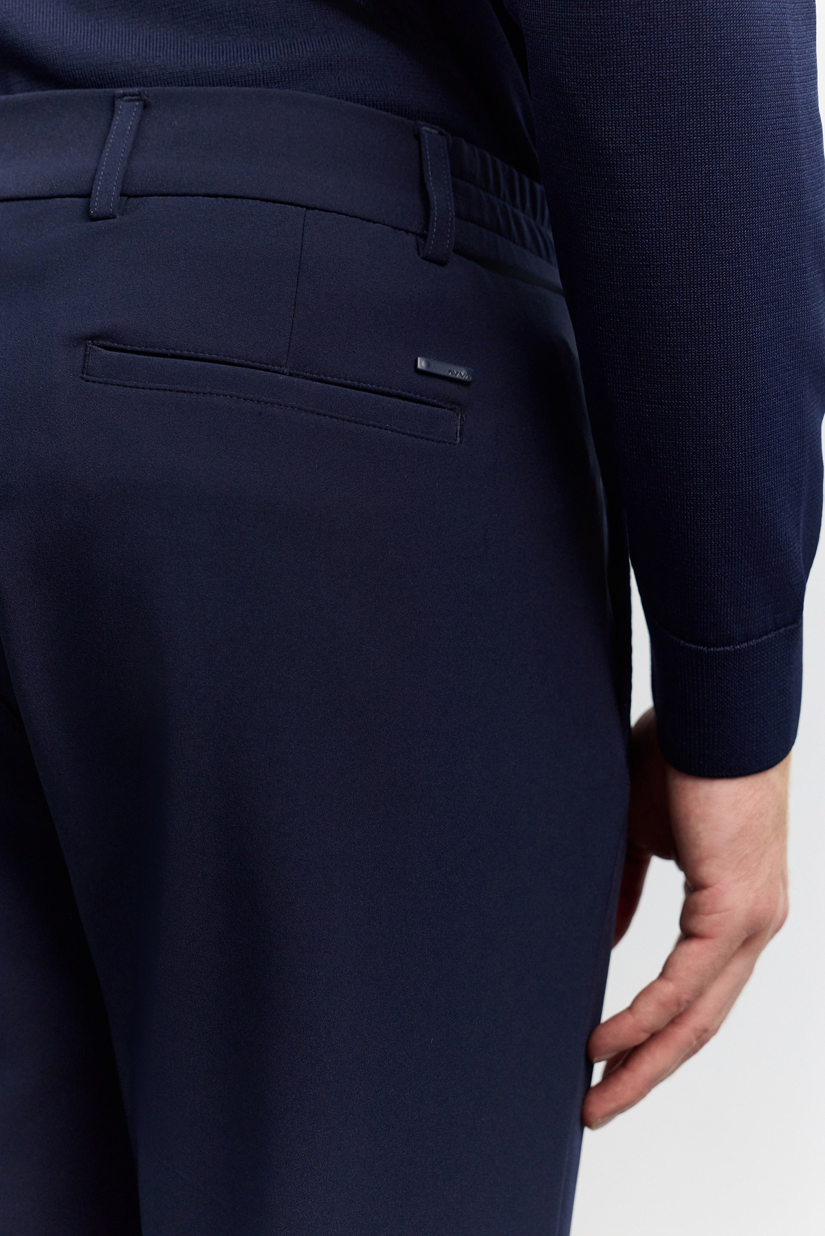 Lacivert Yanı Lastikli Teknik Slim Fit Pantolon
