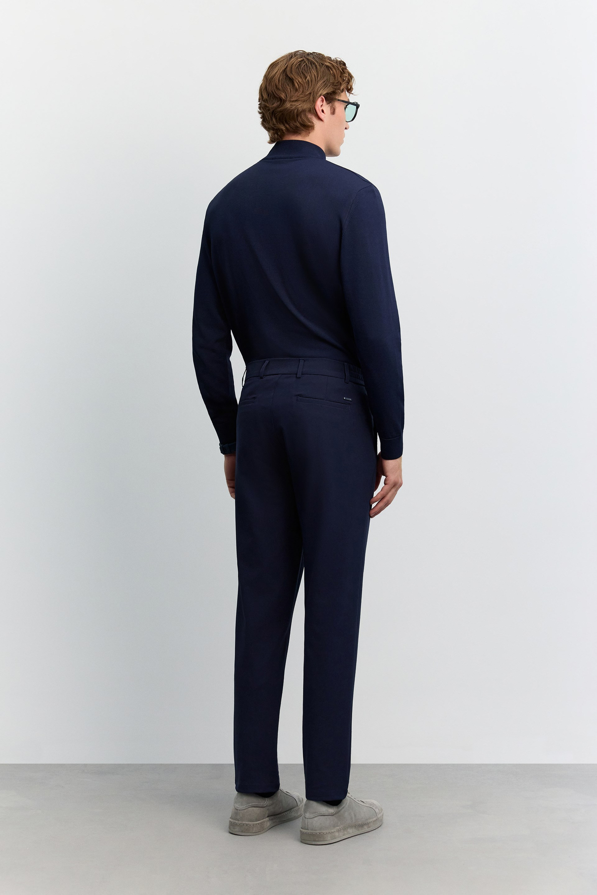 Lacivert Yanı Lastikli Teknik Slim Fit Pantolon