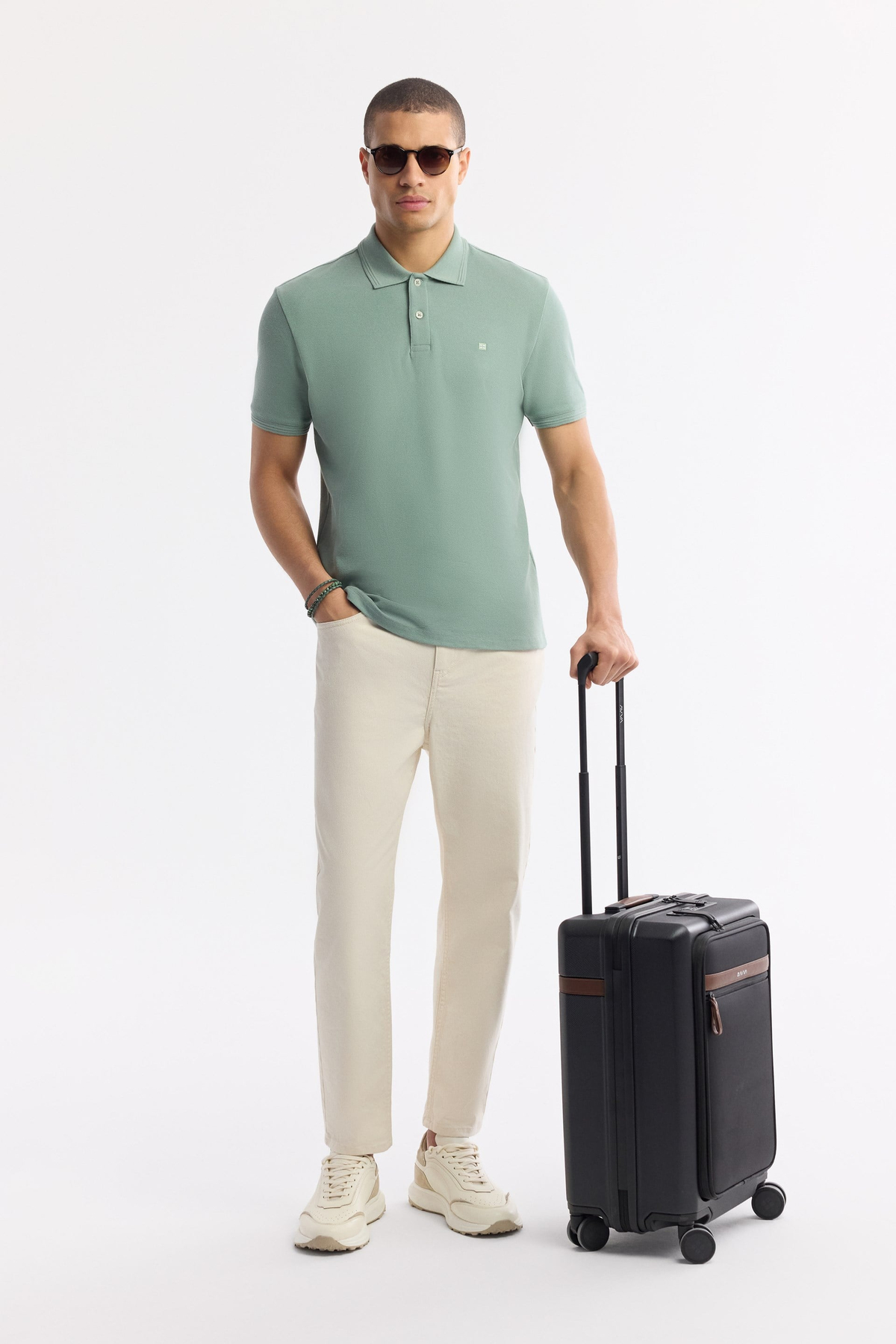 Mint Green %100 Cotton Polo Collar T-Shirt