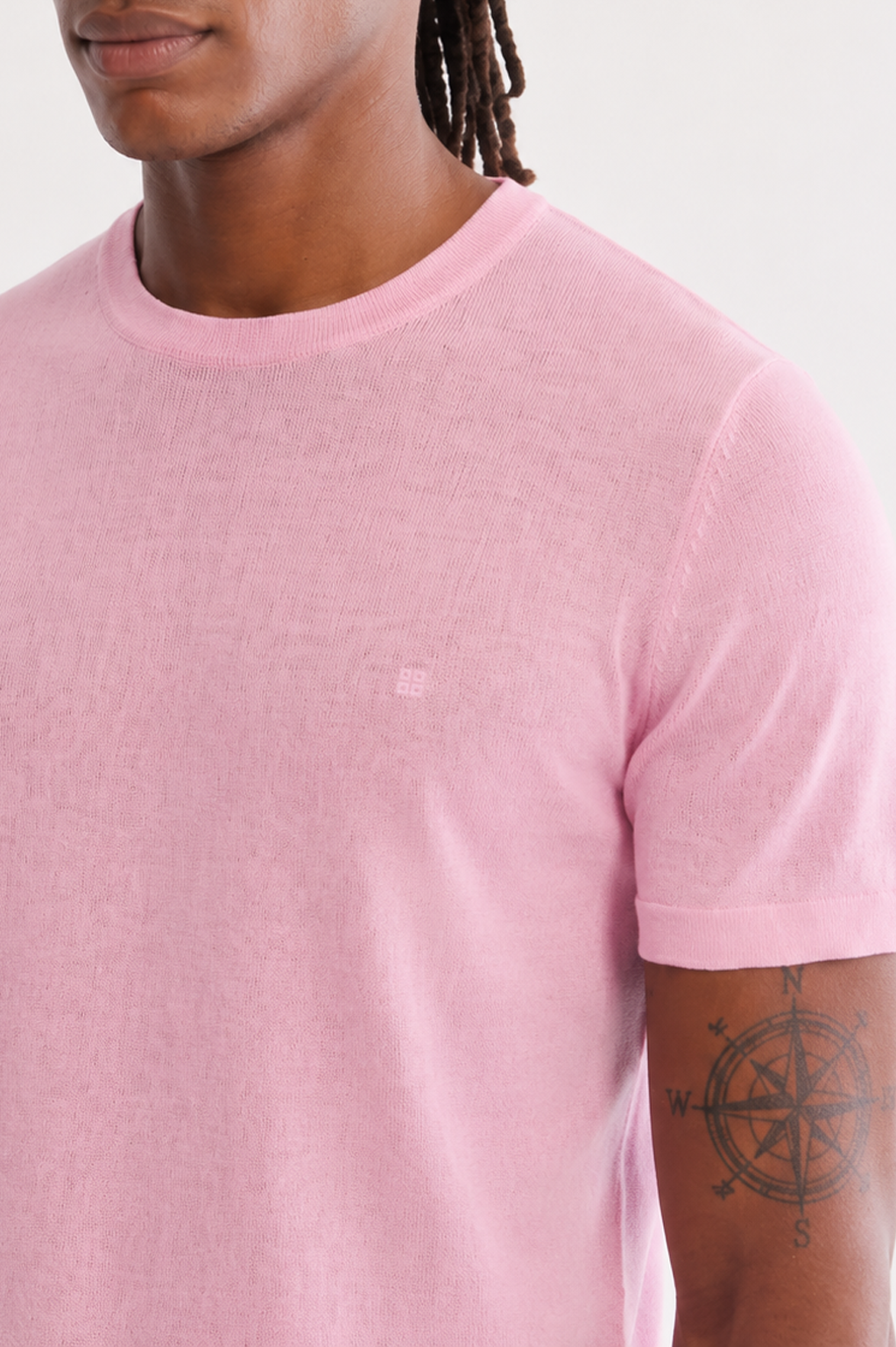 Pembe Bisiklet Yaka Triko T-Shirt 