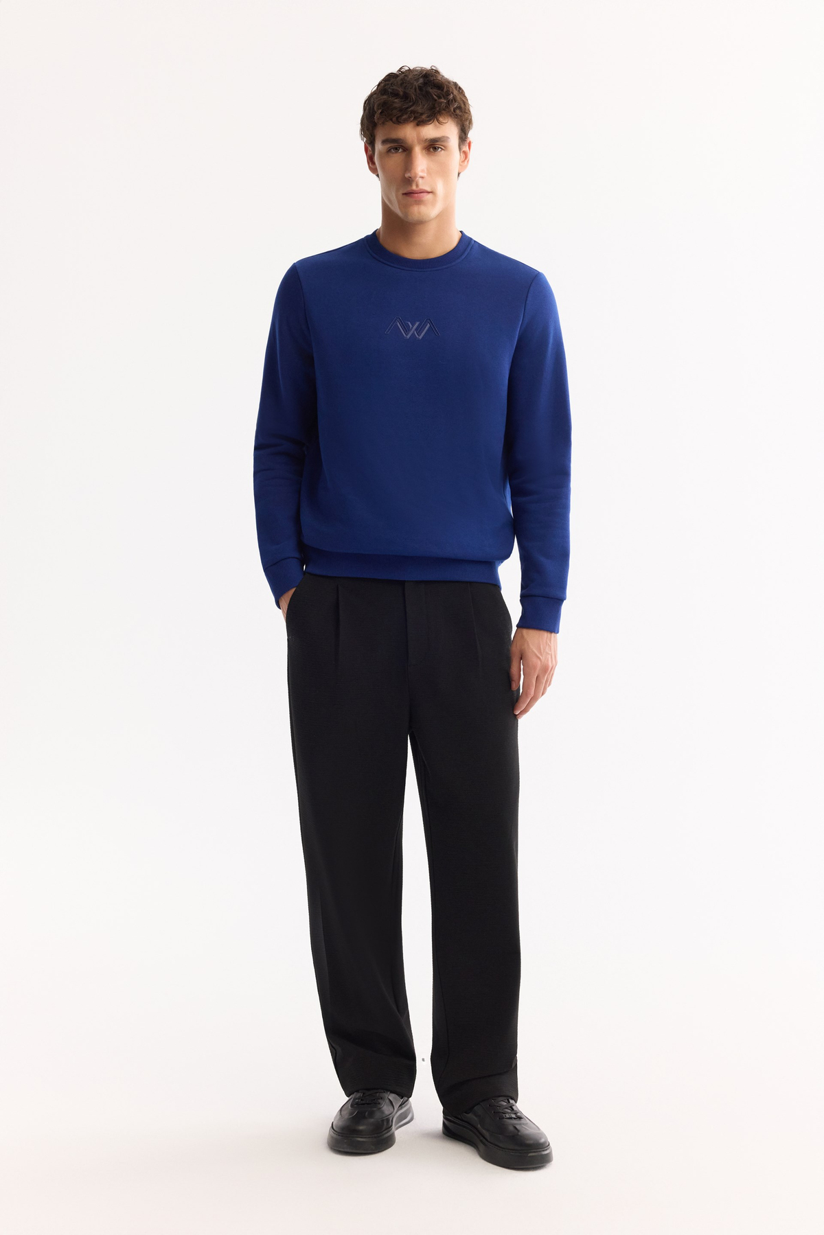 Saks Bisiklet Yaka 3 İplik Şardonlu Kolay Ütülenen Baskılı Sweatshirt