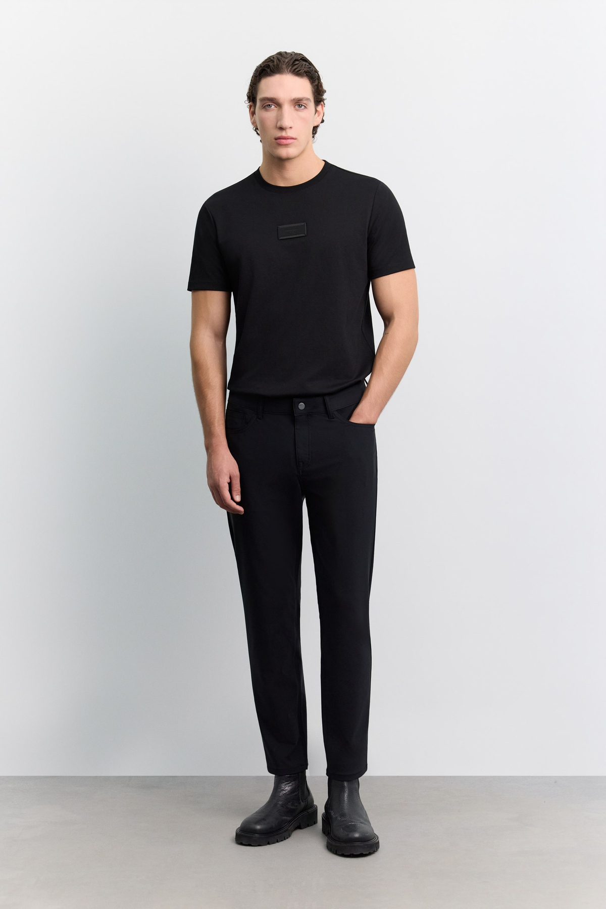 Siyah 5 Cep Teknik Comfort Slim Fit Pantolon