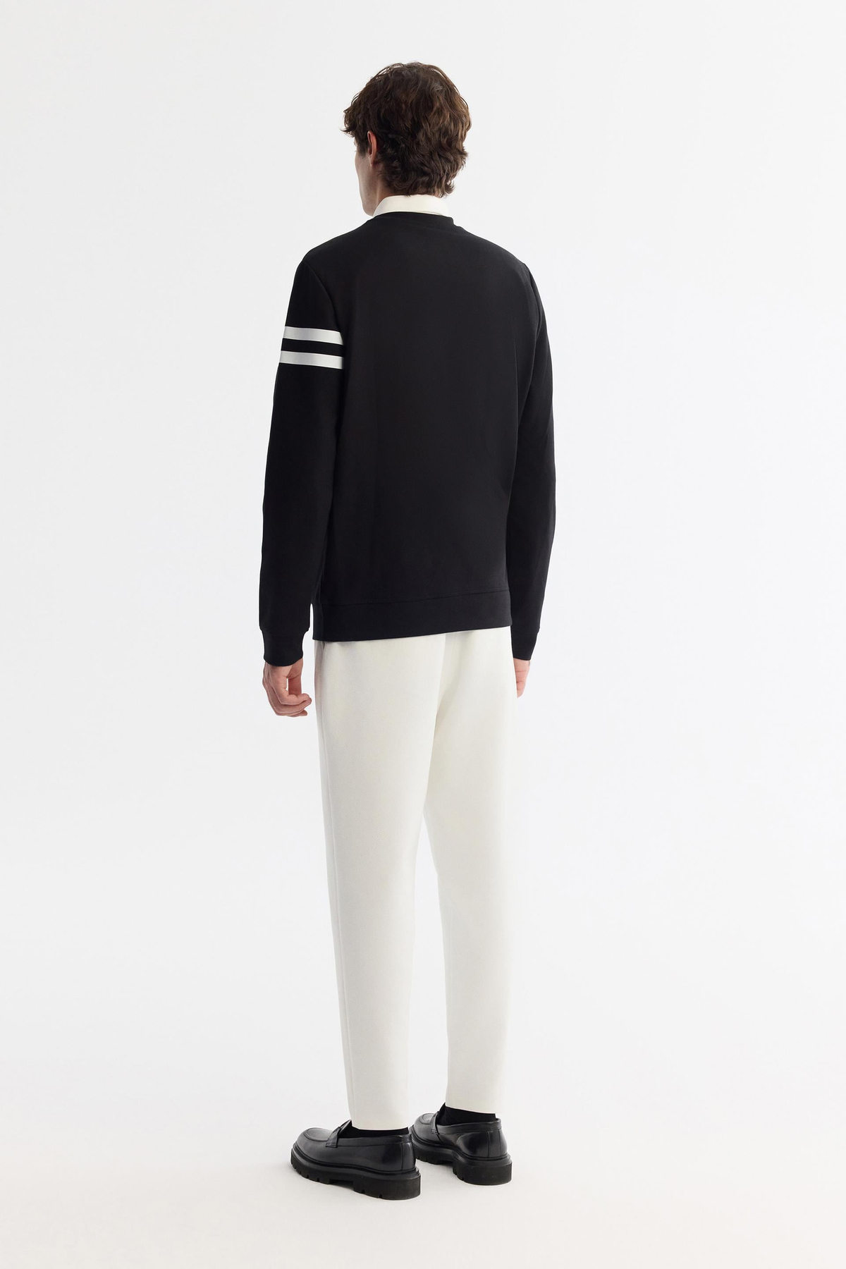 Siyah Bisiklet Yaka Baskılı Sweatshirt