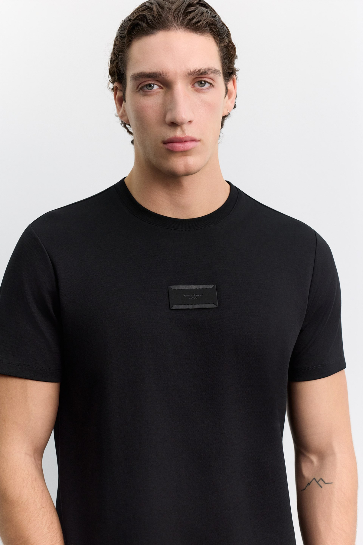 Siyah Bisiklet Yaka Jacron  Baskılı İnterlok T-Shirt