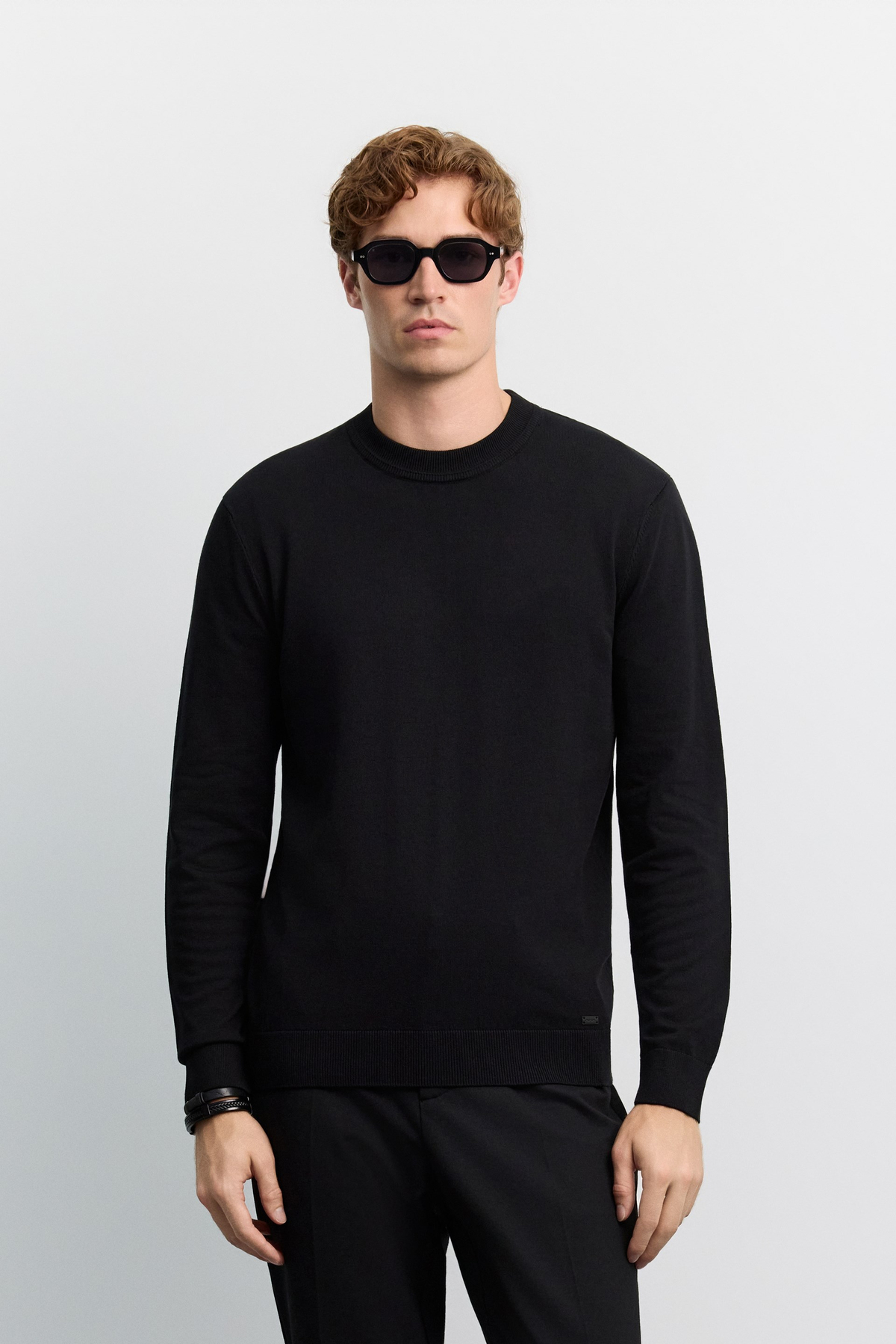 Black High Crew Neck Jumper