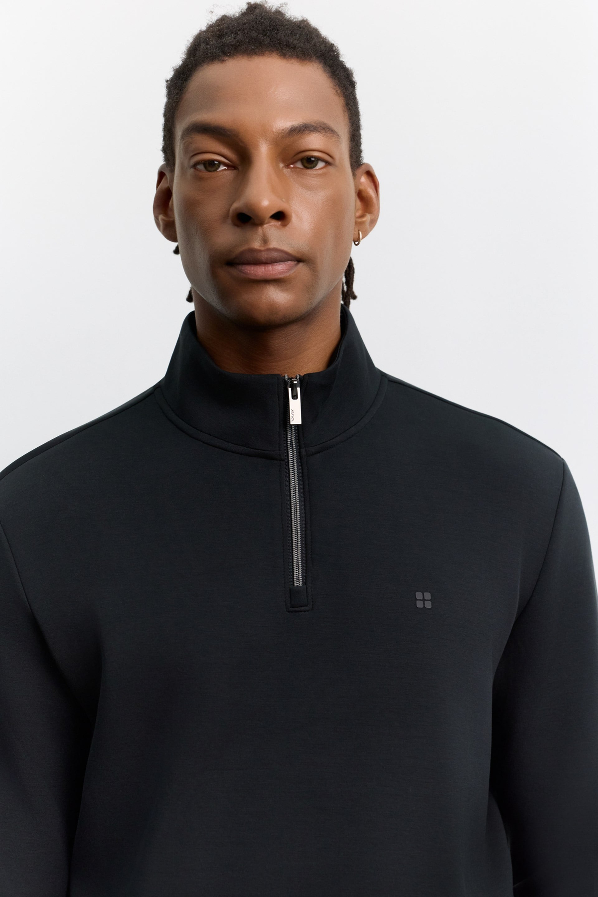 Siyah Dik Yaka Fermuarlı İçi Polar Cupra Sweatshirt