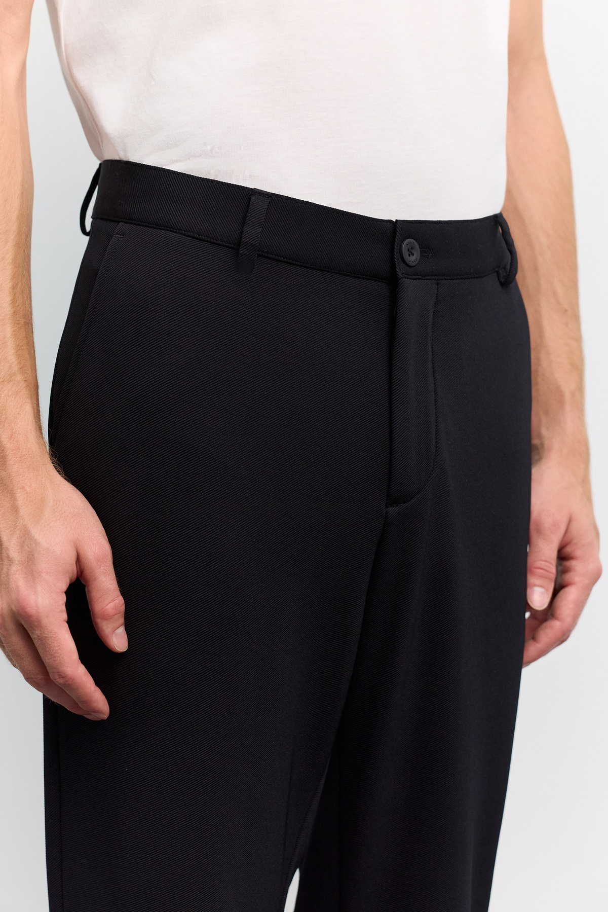 Siyah Diyagonal Desenli Teknik Relaxed Fit Örme Pantolon
