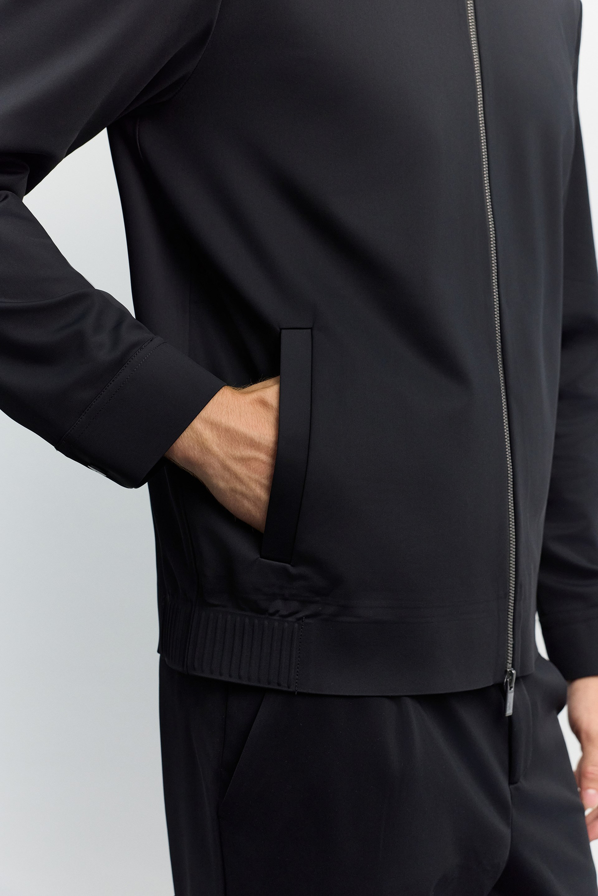 Siyah Fermuar Kapamalı Klasik Yaka Teknik Comfort Fit Gömlek Ceket
