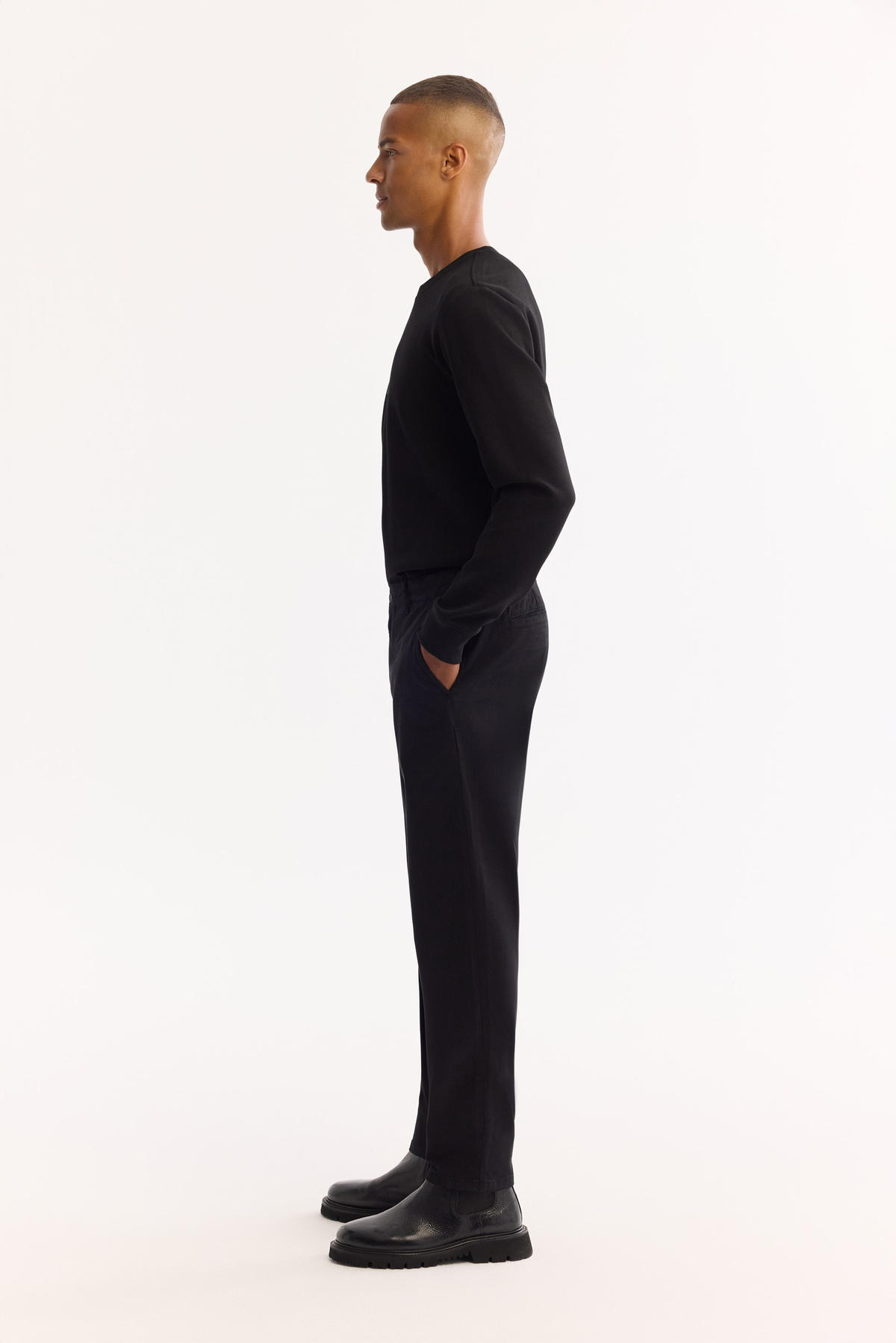 Siyah Klasik Bel Soft Touch Chino Pantolon