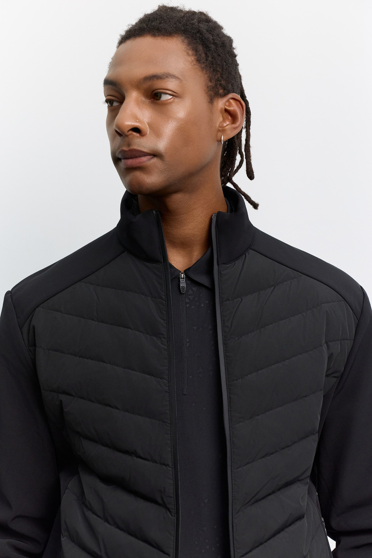 Siyah Ördek Tüyü Dik Yaka Lightweight Mont