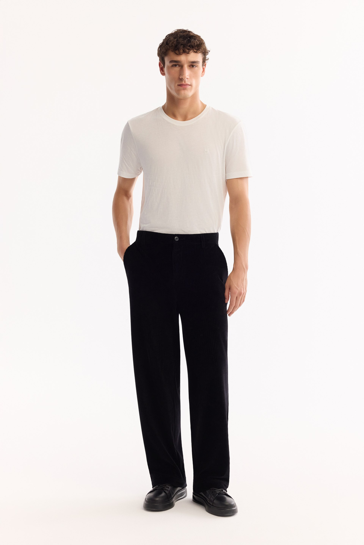 Black Cotton Soft Touch Corduroy Pants