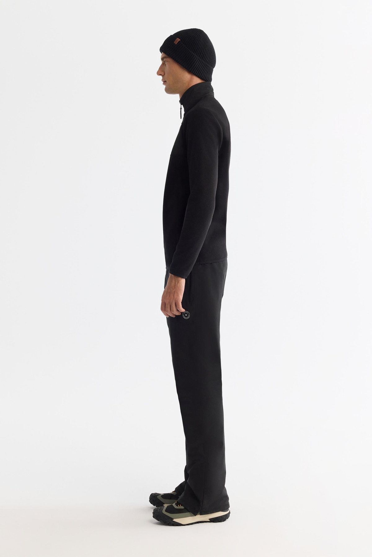 Siyah Paraşüt Garnili Yarım Fermuar Polar Sweatshirt