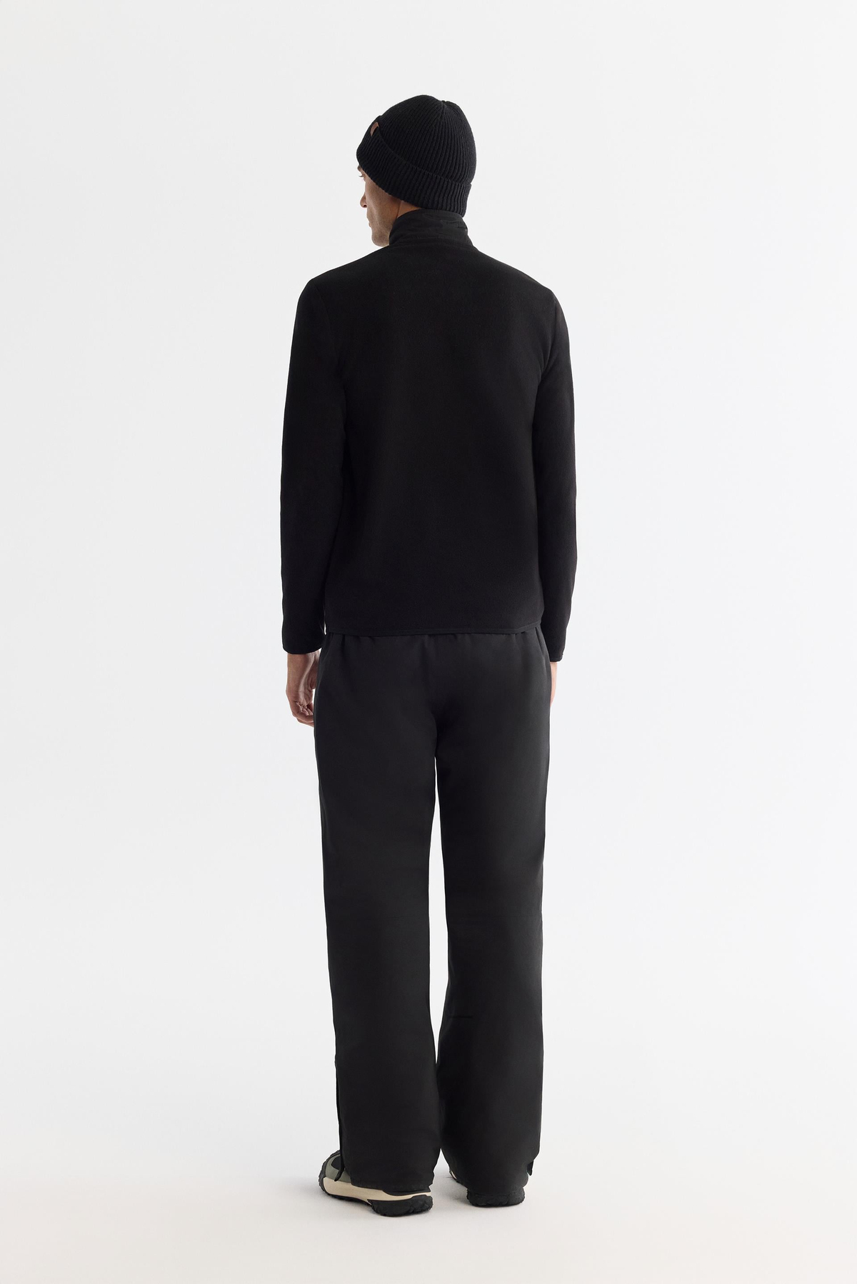 Siyah Paraşüt Garnili Yarım Fermuar Polar Sweatshirt