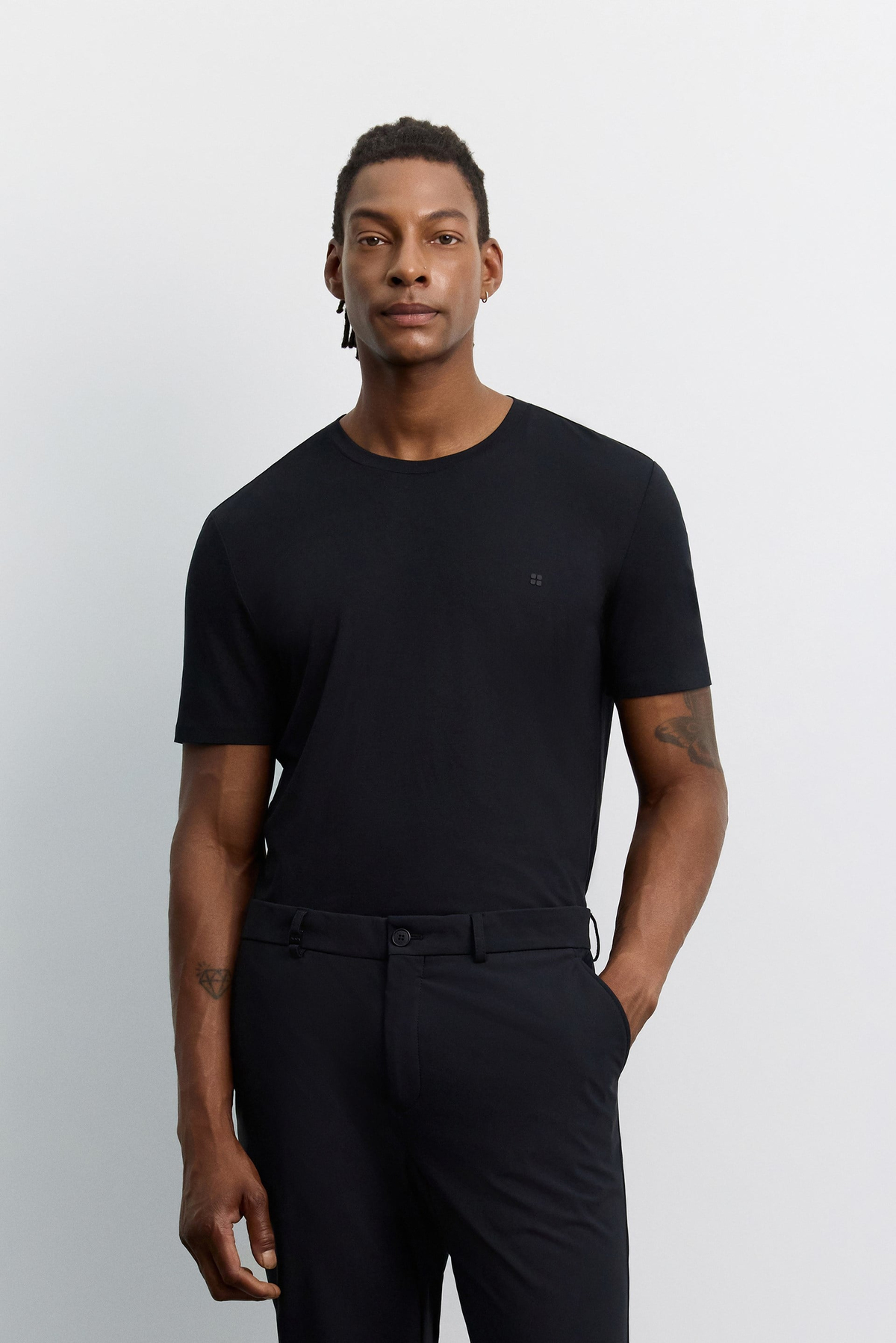 Siyah Yan Cepli, Slim Fit Teknik Klasik Pantolon