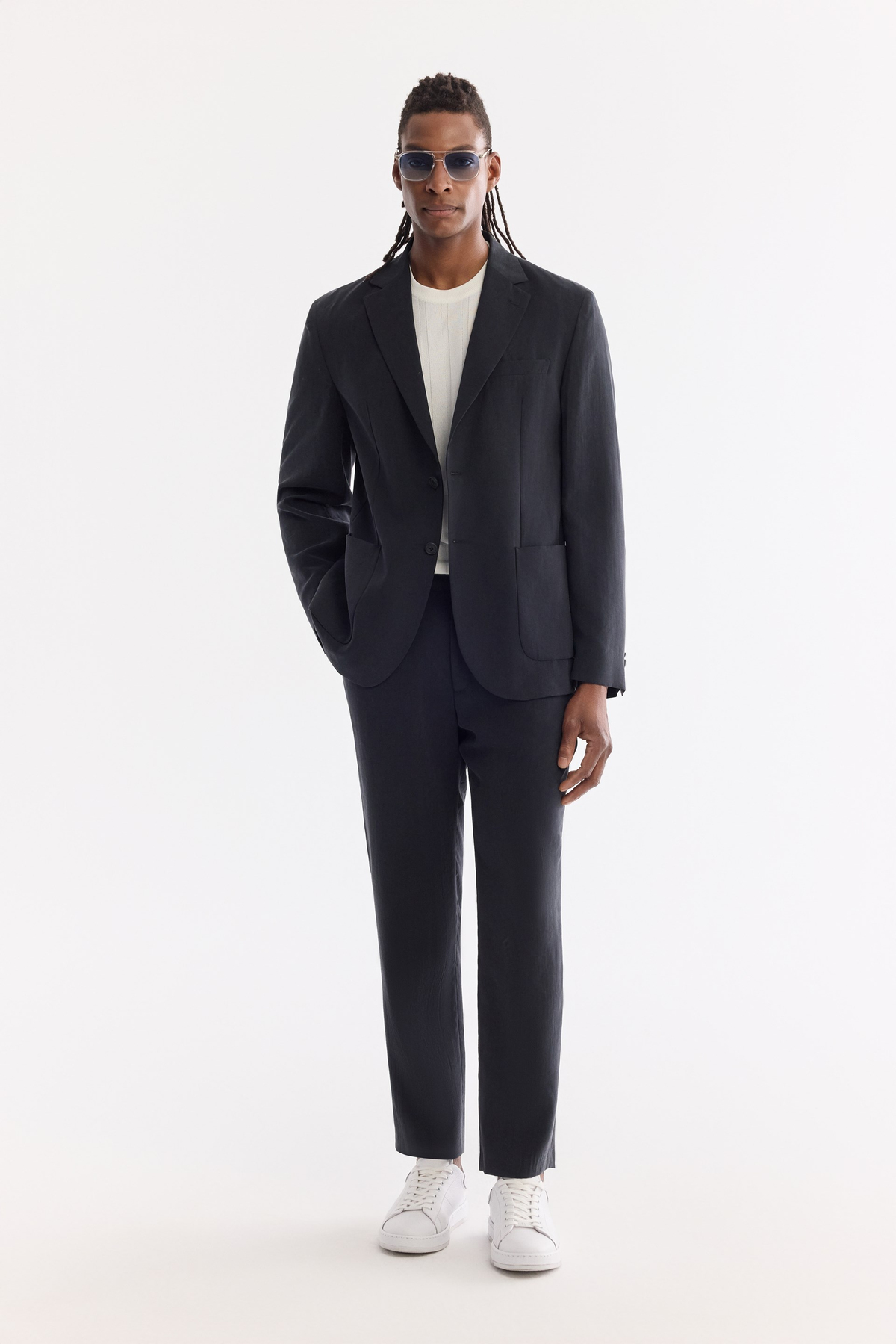 Black Elastic Side Soft Touch Chino Trousers