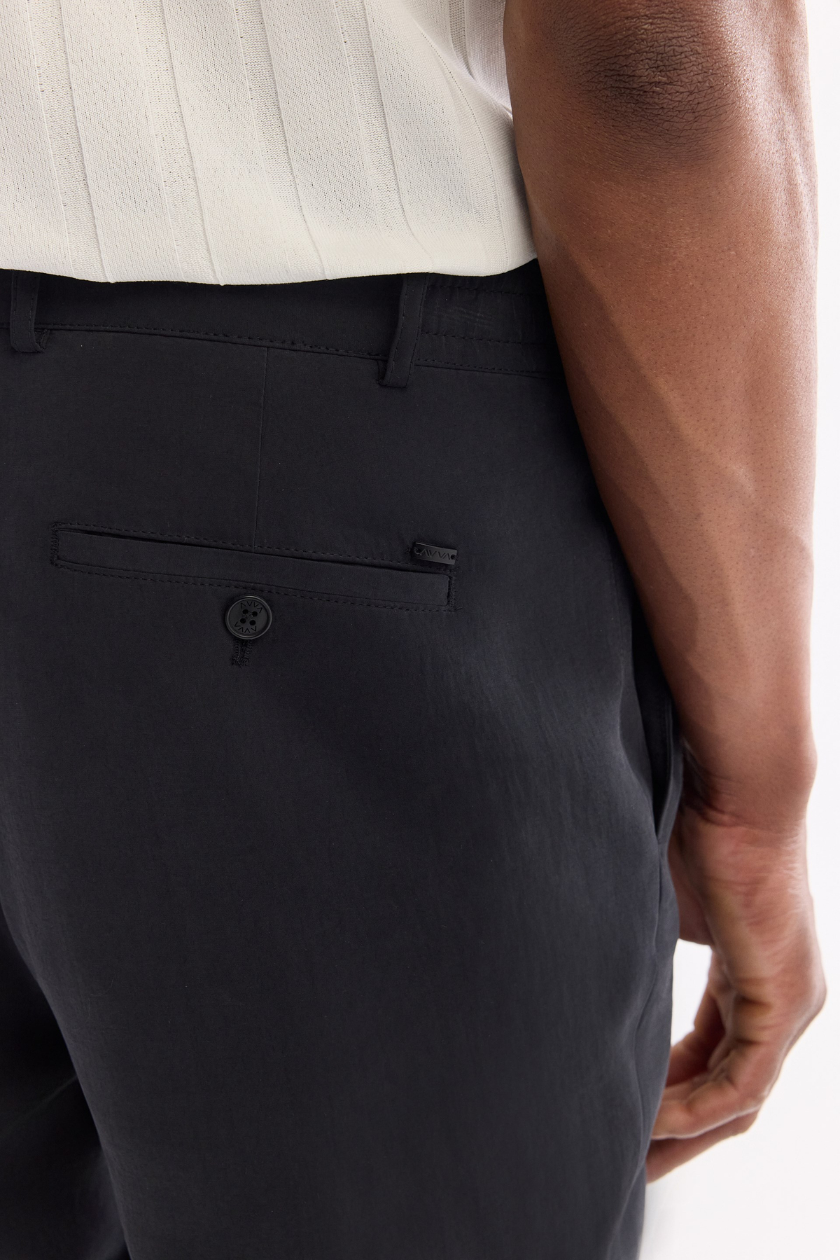 Black Elastic Side Soft Touch Chino Trousers