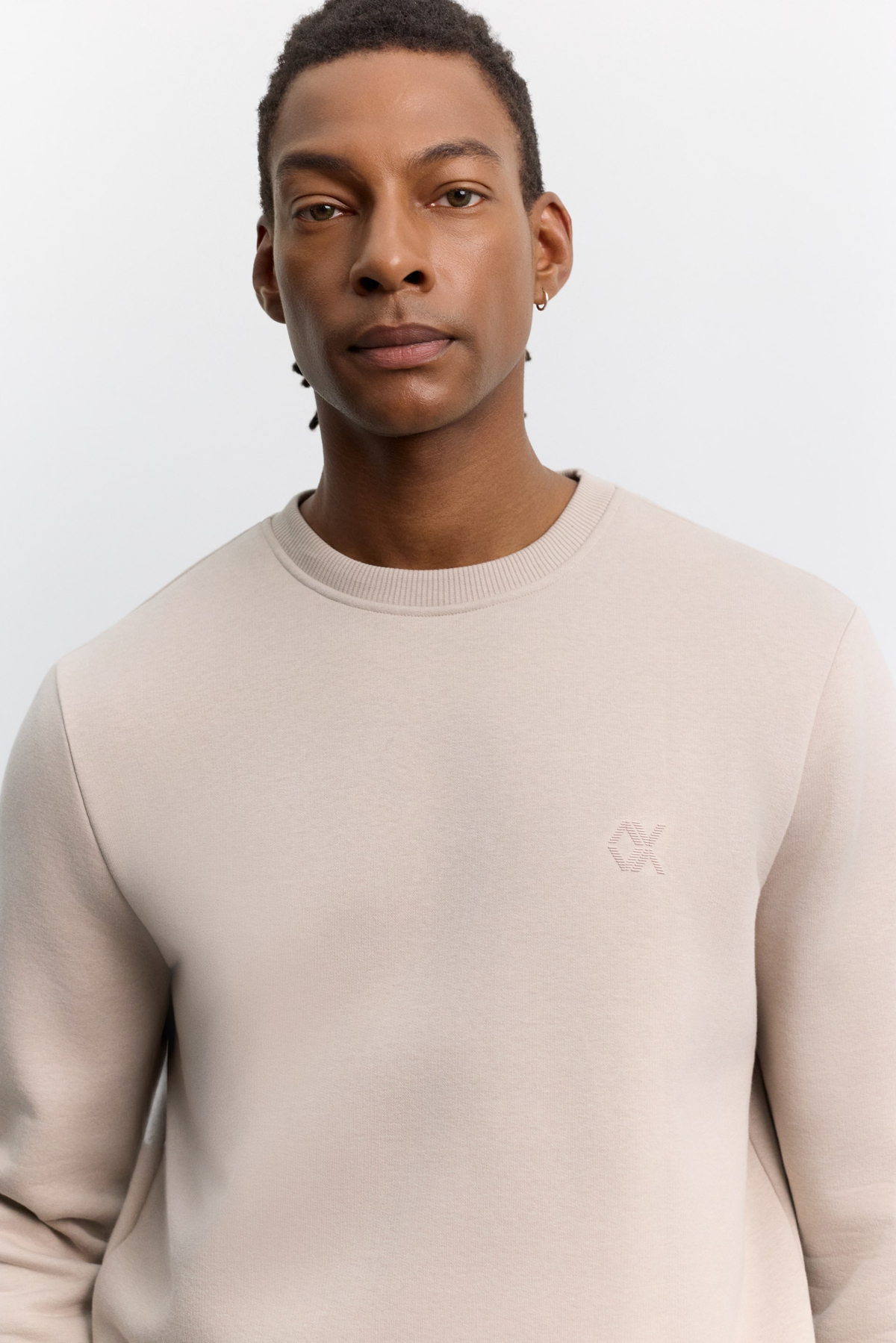 Taş Bisiklet Yaka Enjeksiyon Baskılı 3 İplik Şardonlu Sweatshirt