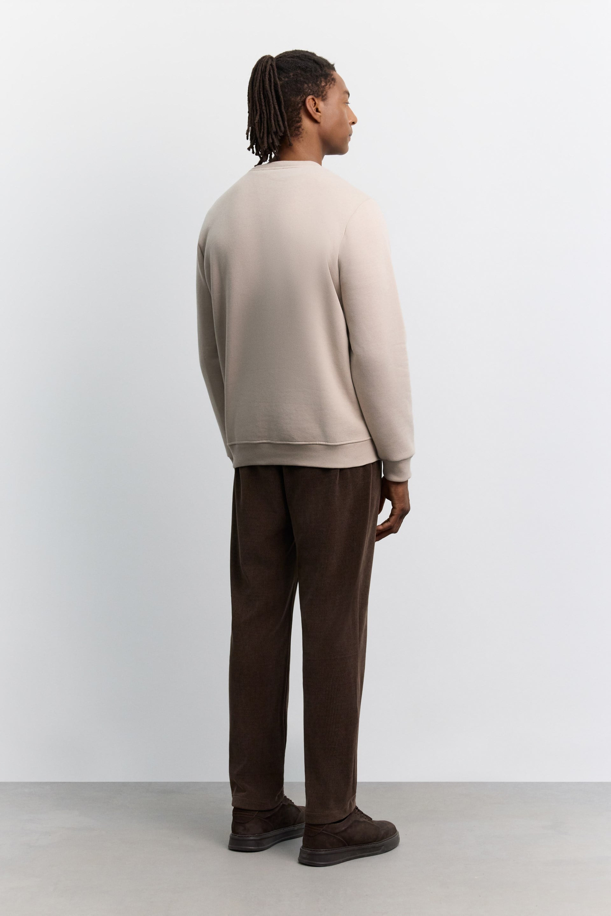 Taş Bisiklet Yaka Enjeksiyon Baskılı 3 İplik Şardonlu Sweatshirt