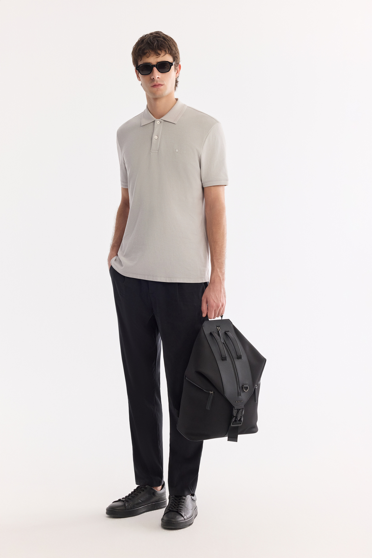 Stone %100 Cotton Polo Collar T-Shirt