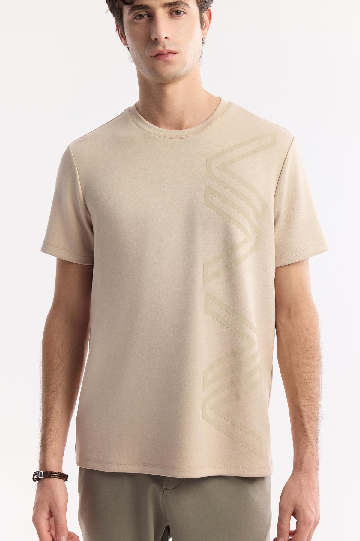 Vizon Baskılı Bisiklet Yaka İnterlok T-Shirt