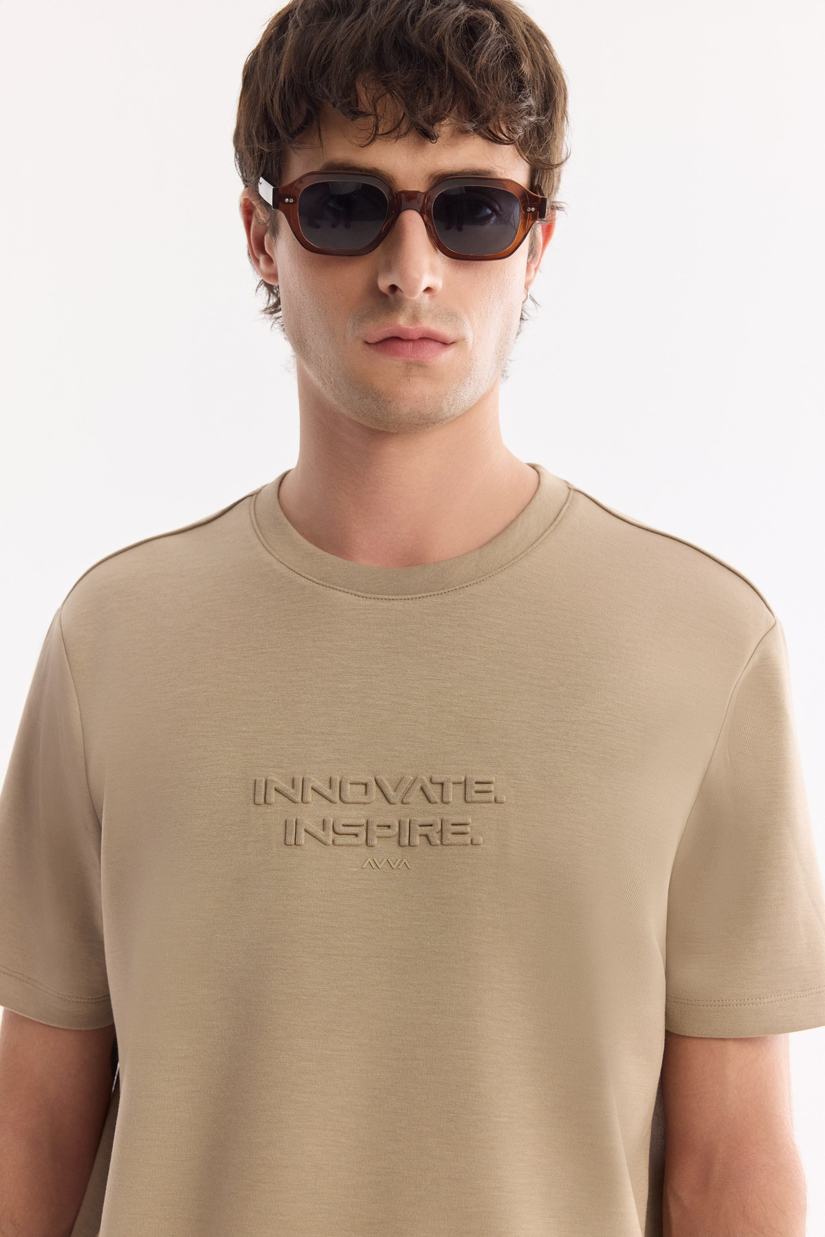 Vizon Bisiklet Yaka Gofre Baskılı İnterlok T-Shirt