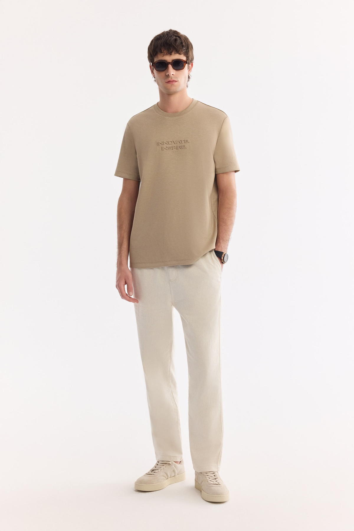 Vizon Bisiklet Yaka Gofre Baskılı İnterlok T-Shirt