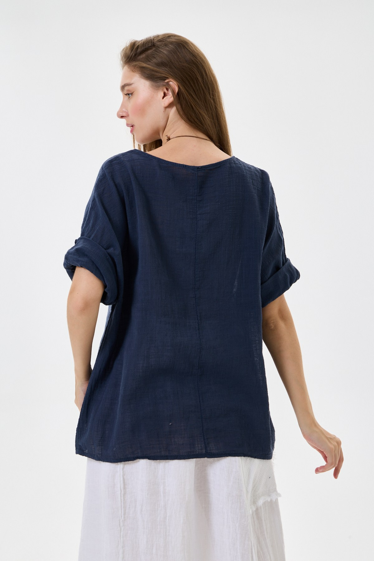 İtalyan Kolyeli Oversize Bluz 40 - 44 Beden