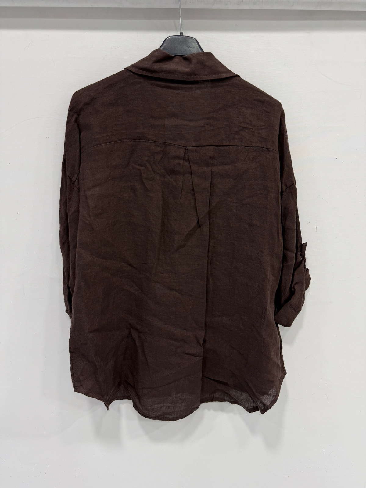 Bear Kadın İtalyan Katlanır Uzun Kollu Oversize Uzun Keten Gömlek 40 - 44 Beden