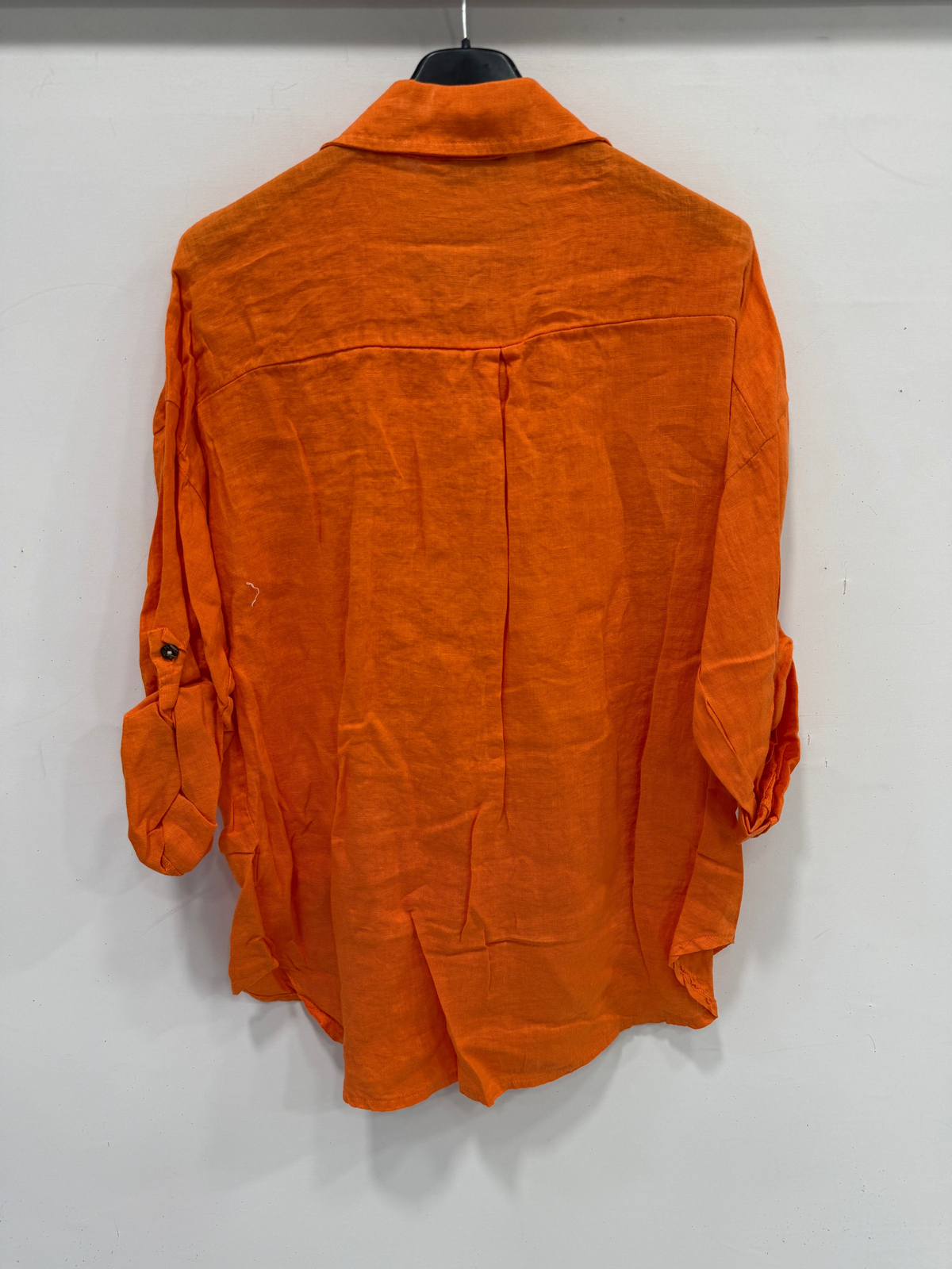 Arancio Kadın İtalyan Katlanır Uzun Kollu Oversize Uzun Keten Gömlek 40 - 44 Beden