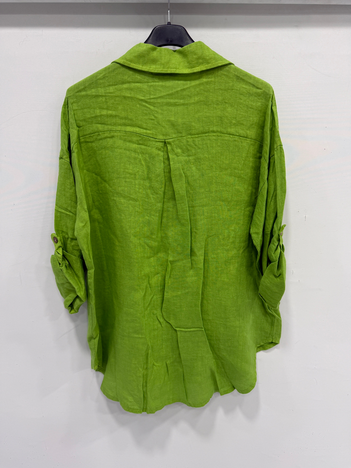 Wasabi Kadın İtalyan Katlanır Uzun Kollu Oversize Uzun Keten Gömlek 40 - 44 Beden