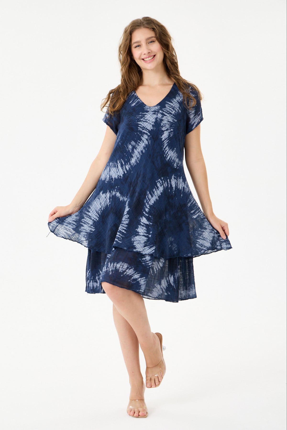 İtalyan Batik Desenli Astarlı Midi Boy Elbise 38 - 42 Beden