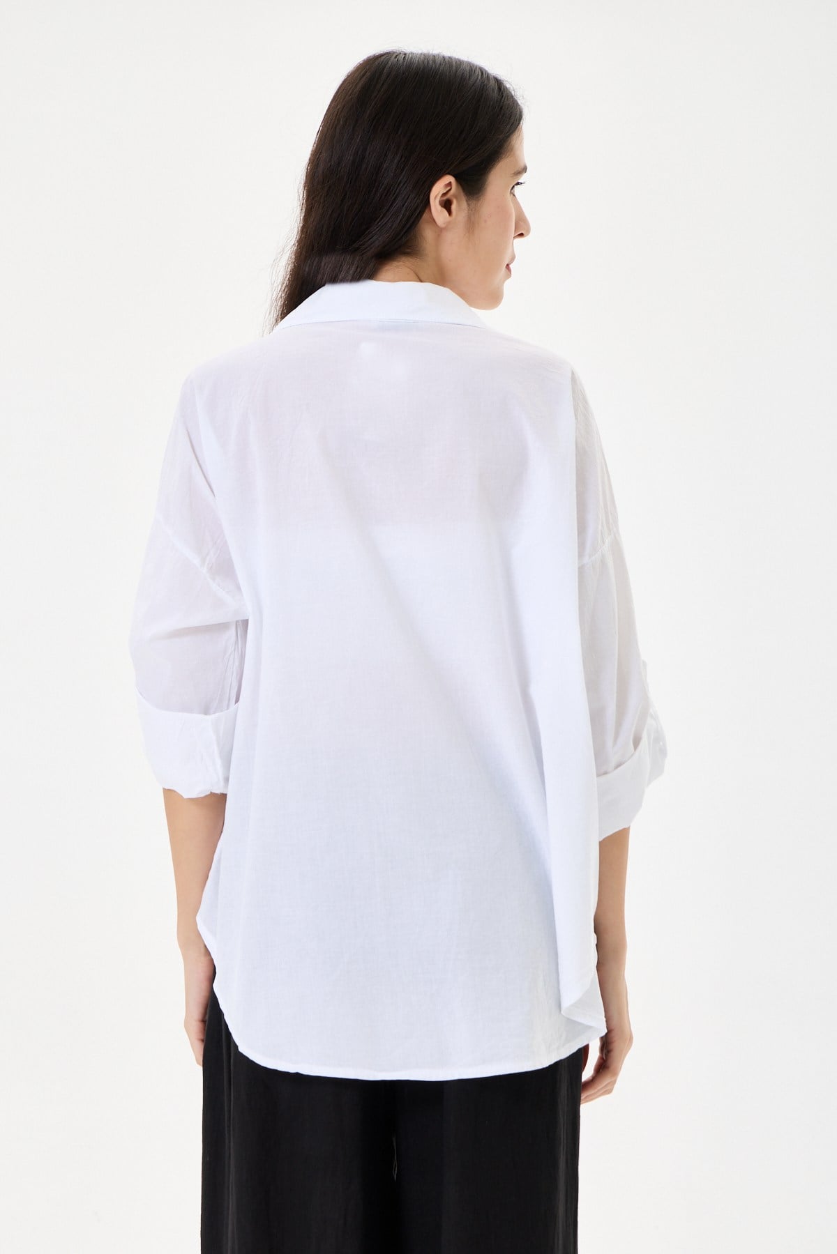 Kadın İtalyan Şal Desen Fistolu Katlanır Uzun Kollu Oversize Gömlek 40 - 46 Beden