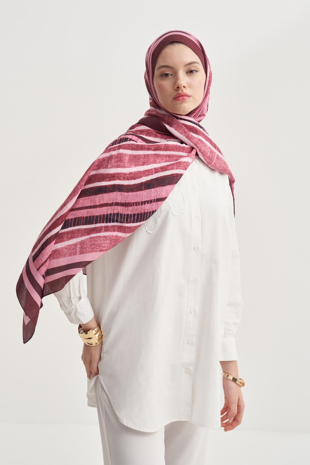 Arden Vela Floş Şal Mürdüm