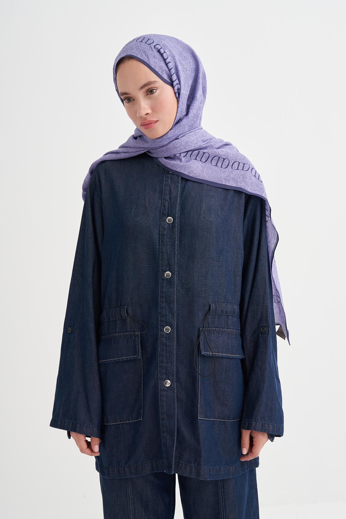 Elenora Monogram Floş Şal Lila