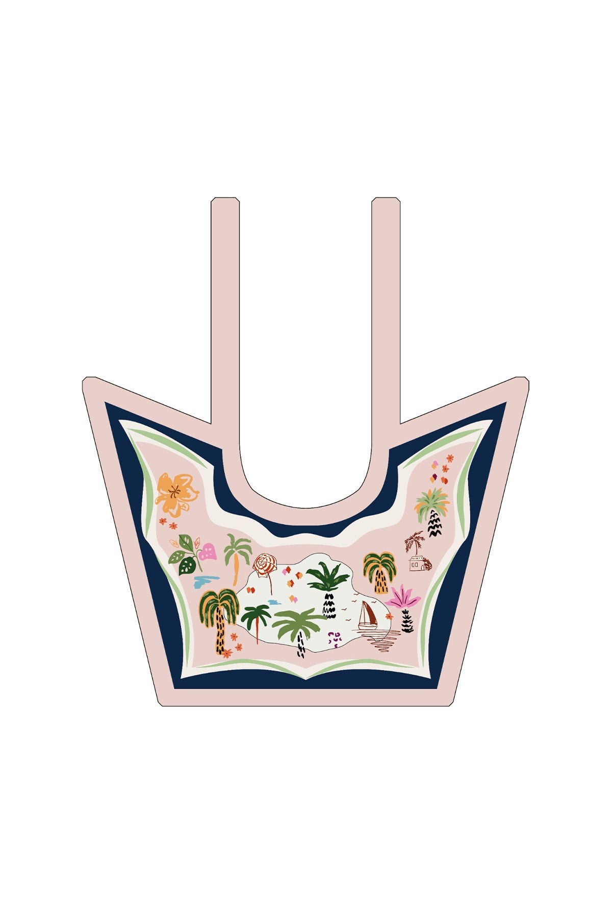 Tropic Desenli Yaka Fular Pembe