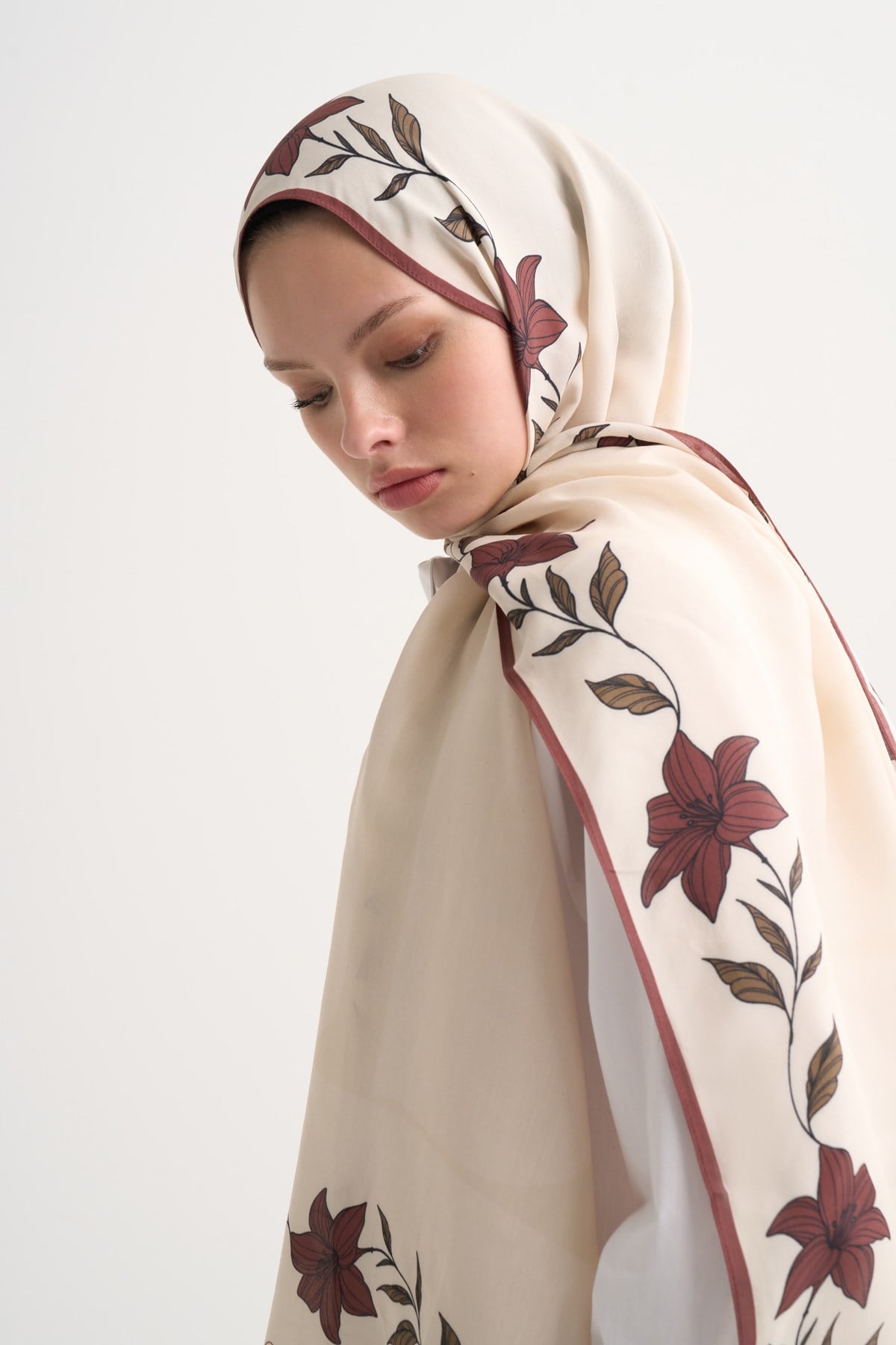 Rose Monogram Floş Şal Bej