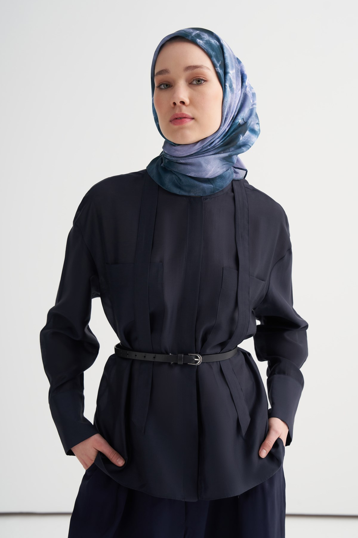 Bloomia Soft Eşarp Mavi