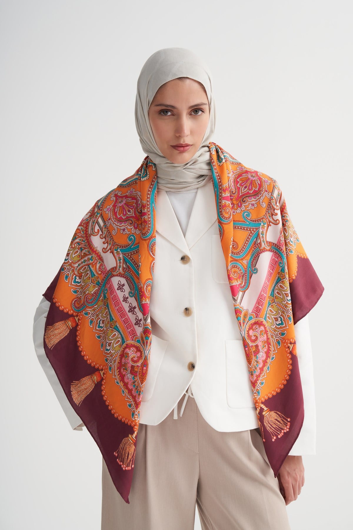 Amberia Premium Omuz Şalı Bordo