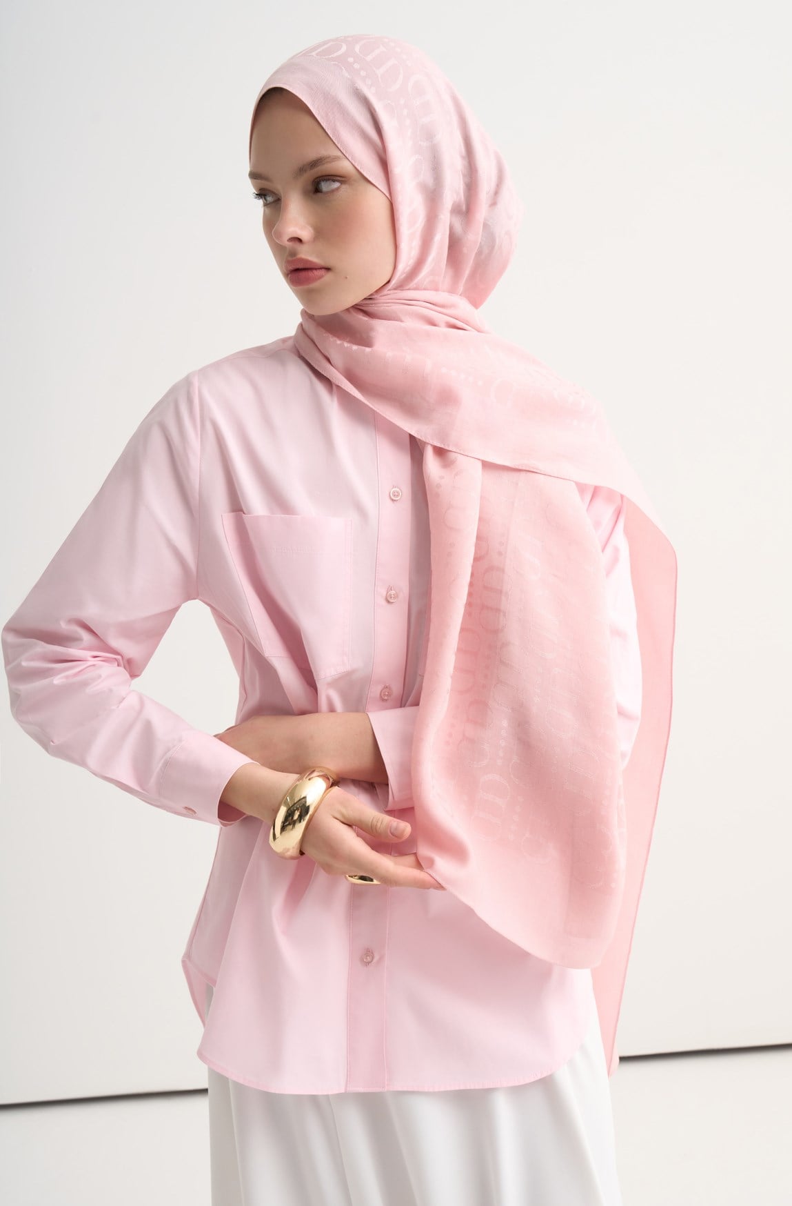 Luxe Desen Liora Pamuk Şal Pembe