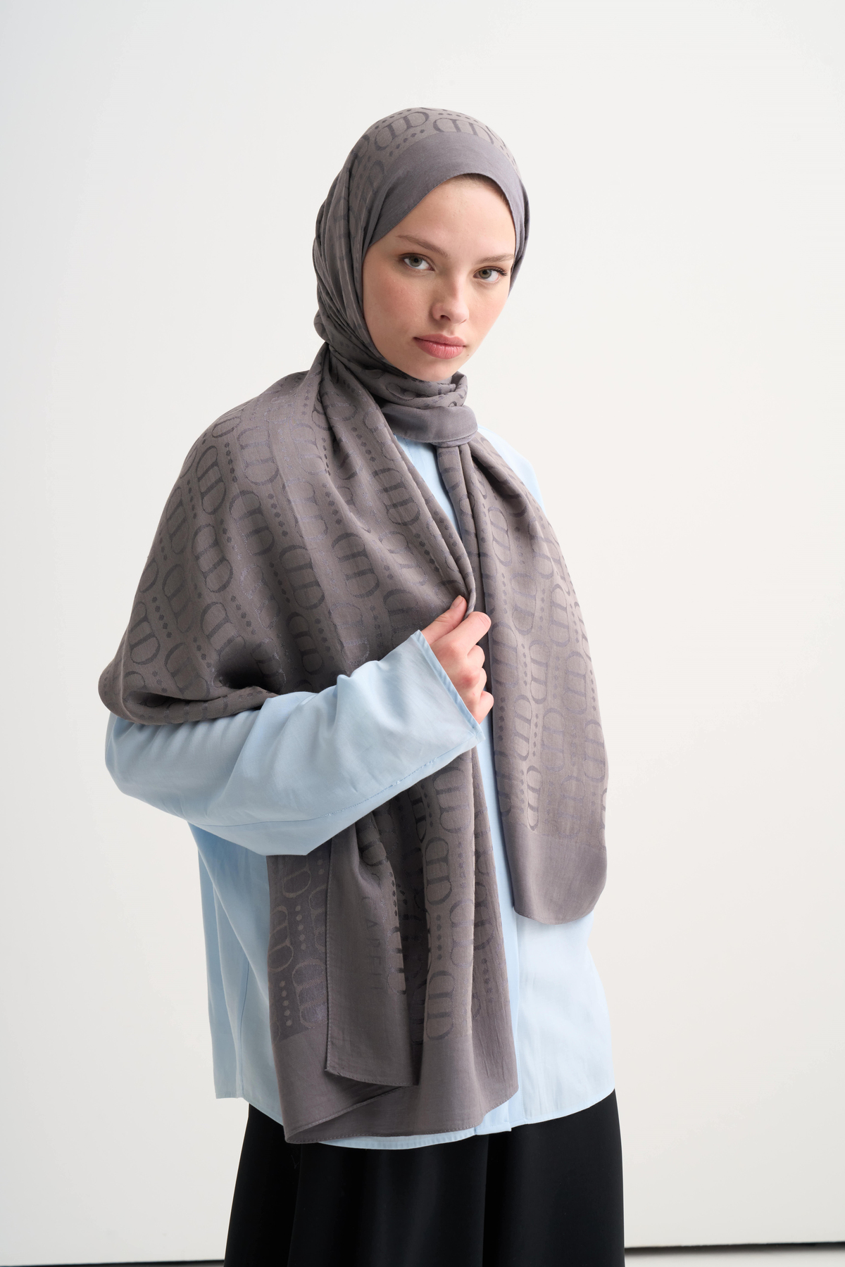 Luxe Desen Liora Pamuk Koyu Gri