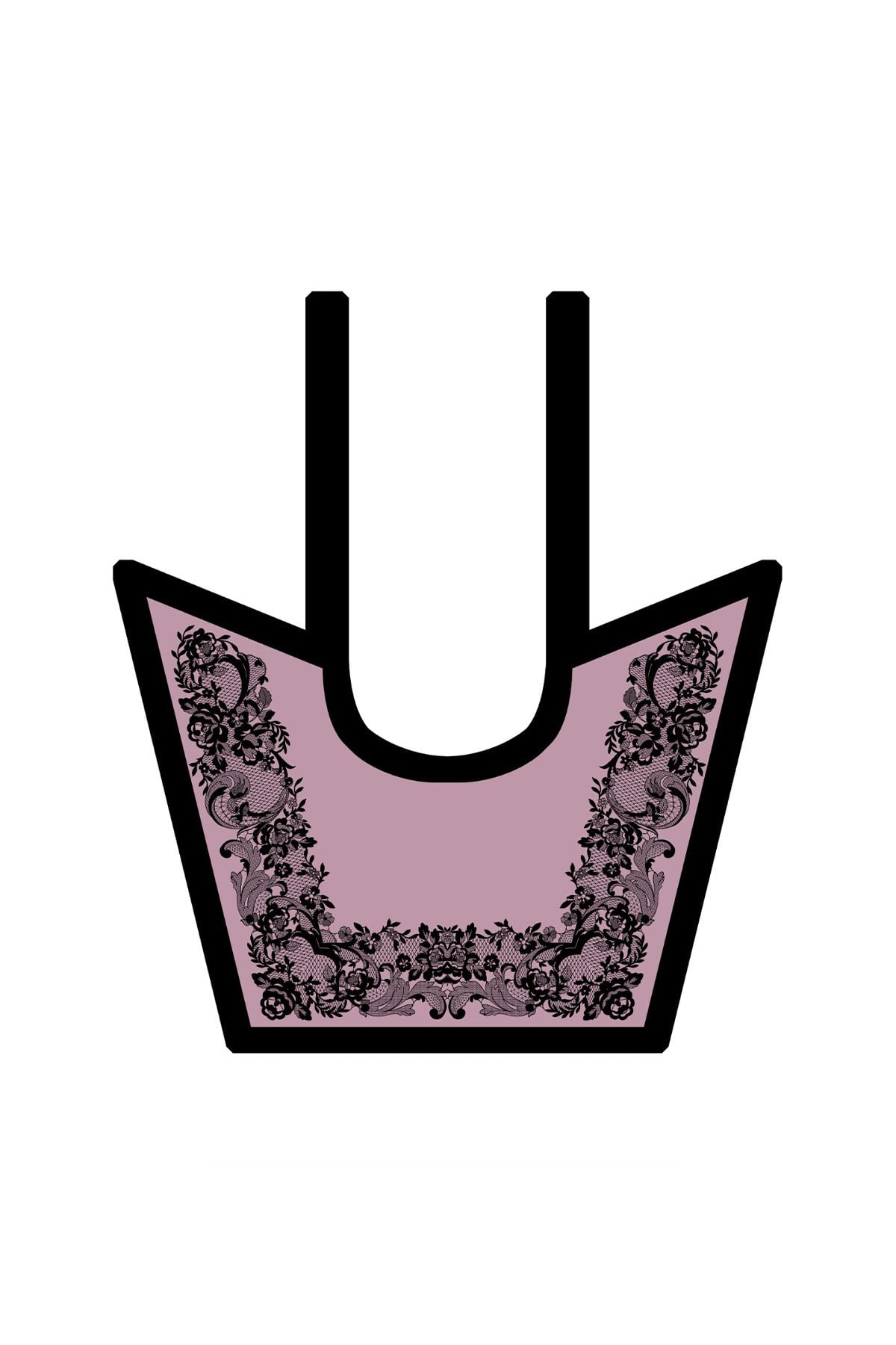 Floral Desenli Yaka Fular Pembe