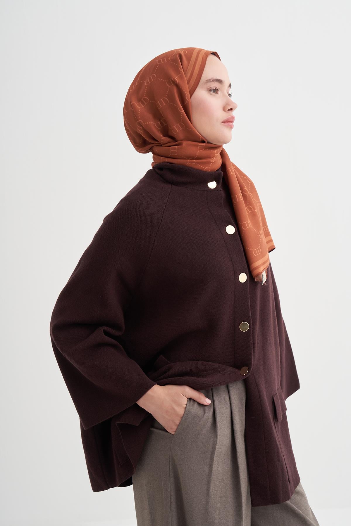 Grace Monogram Floş Şal Taba